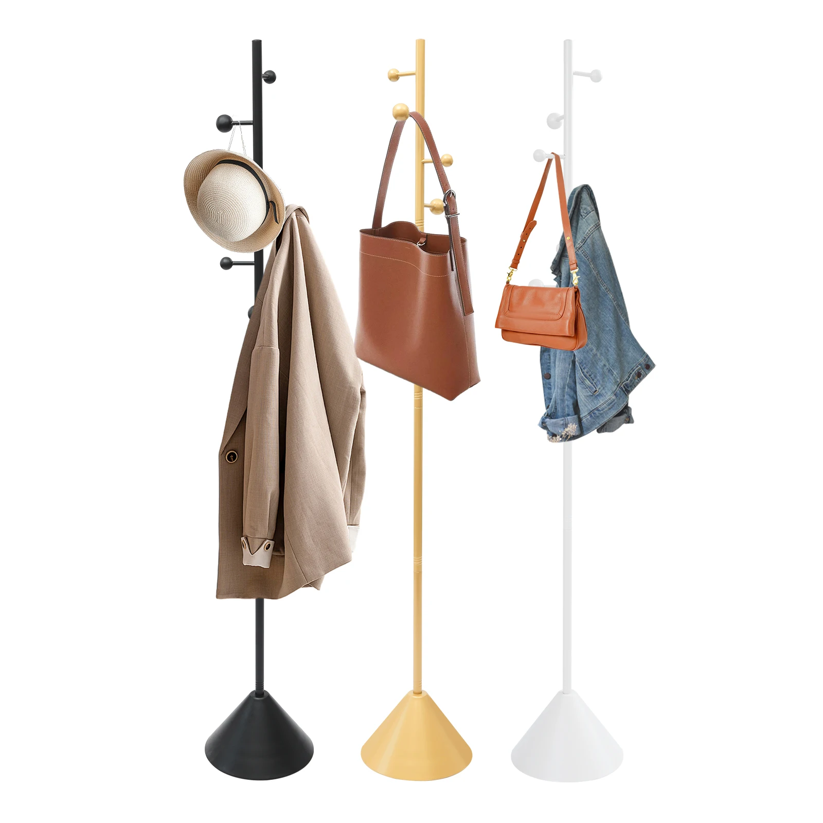 Coat Rack Freestanding Home Plain Freestanding Coat Hanger Rack Metal Clothes Rack Hall Tree Clothing Rack Gold/Black/White