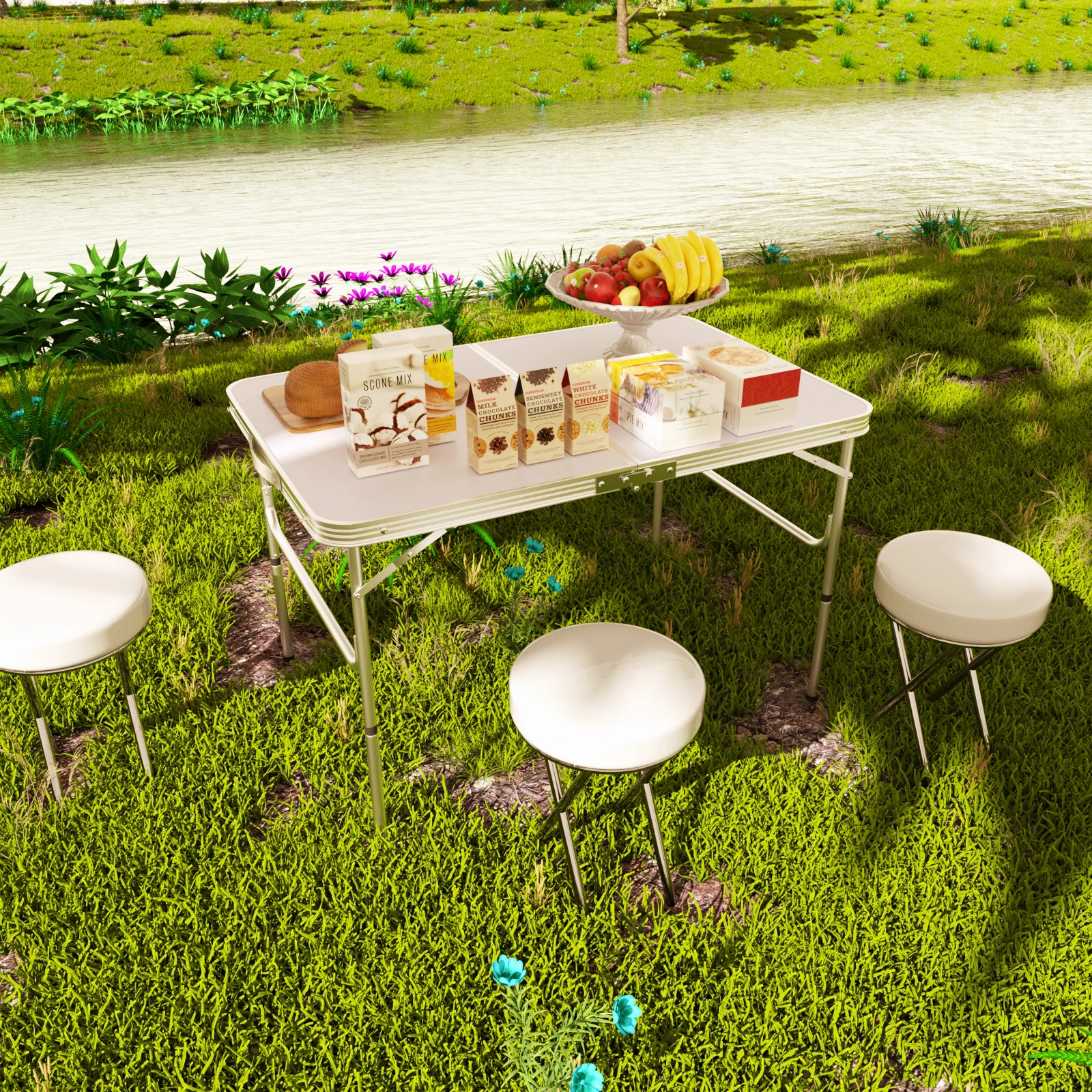 90x60cm Folding Camping Table, Adjustable 2-Height 37/67cm Portable Picnic Table for Outdoor/Garden/Indoor – Lightweight Aluminium, 50kg Capacity