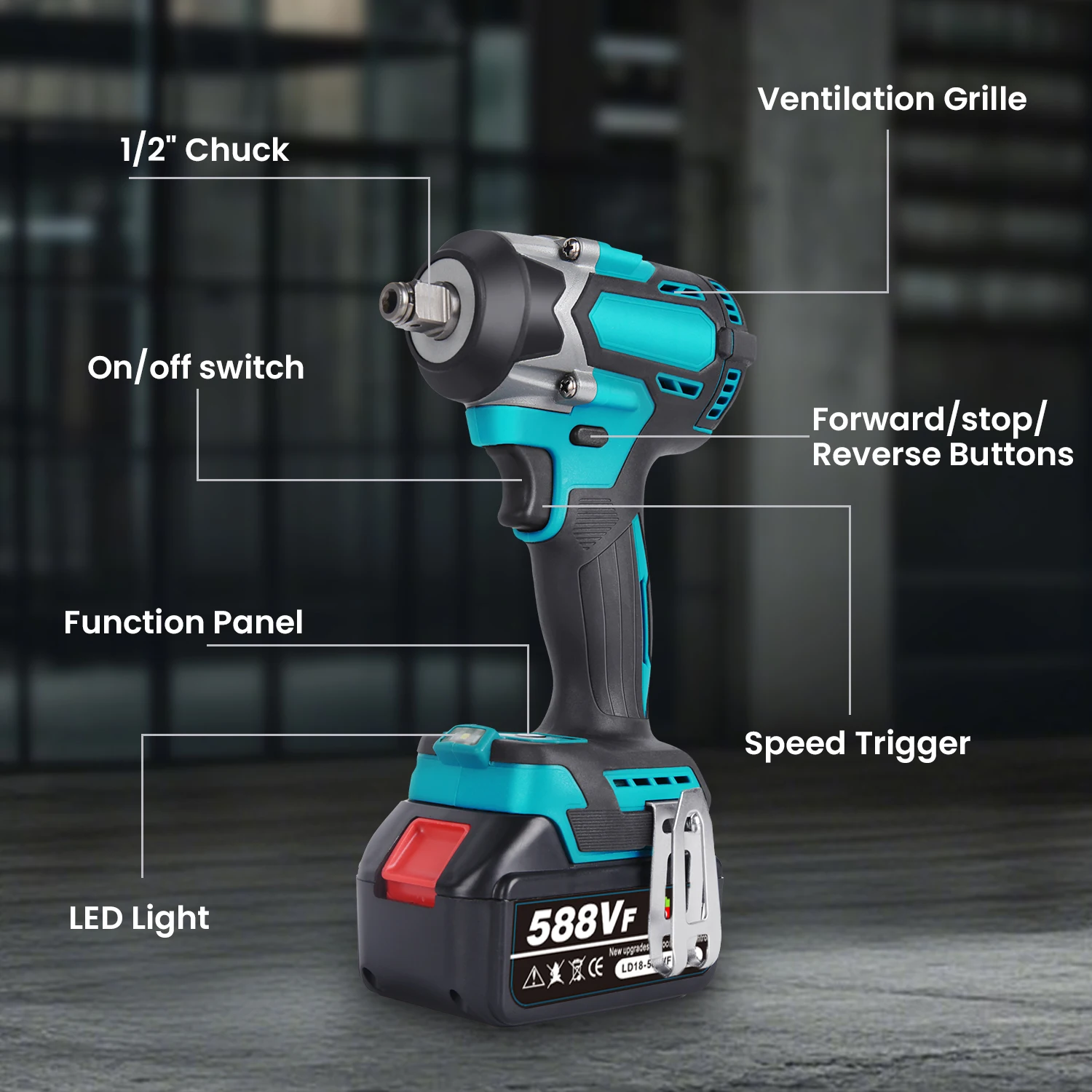450N.m Cordless Impact Wrench Brushless Electric Wrench Screwdriver High Torque Auto Repair Power Tools For Makita Battery