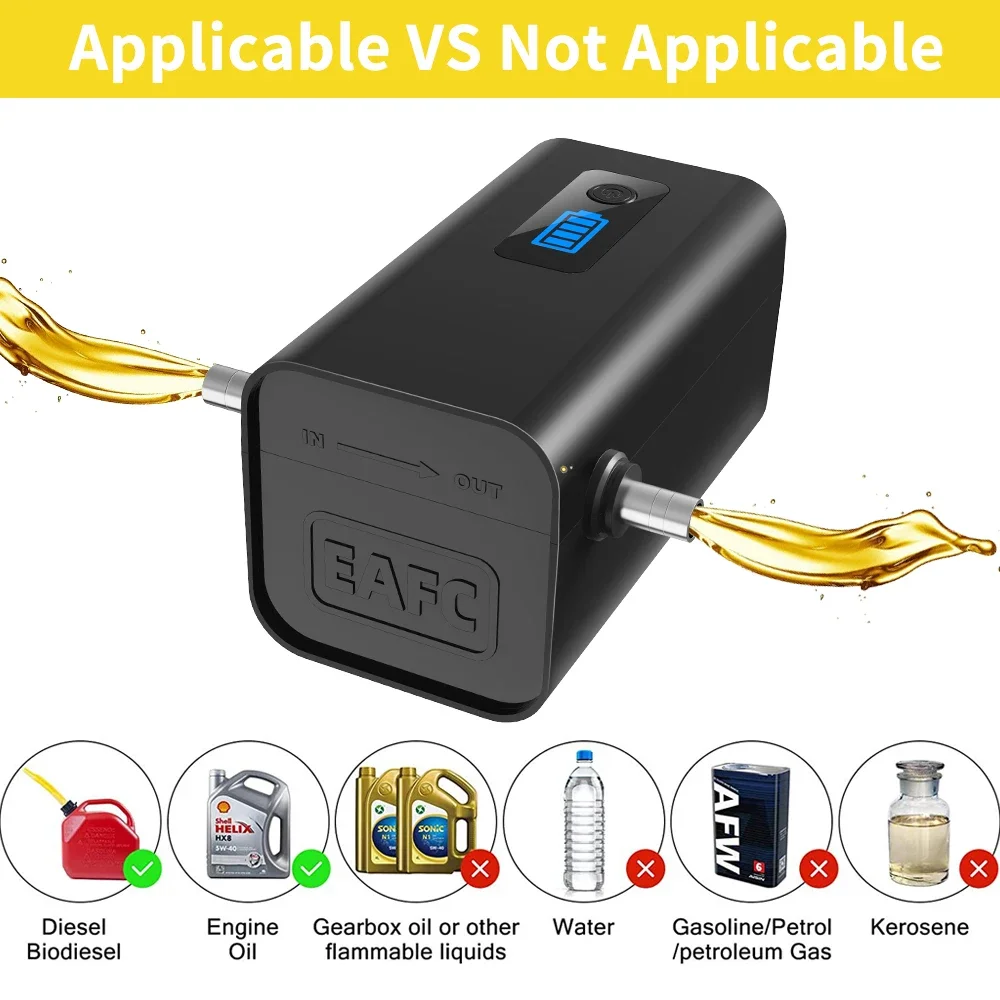 12V 60W Wireless Diesel Fluid Self Priming Oil Quick Extract Transfer Pump Oil Change Pump Extractor Car Engine Oil Pump