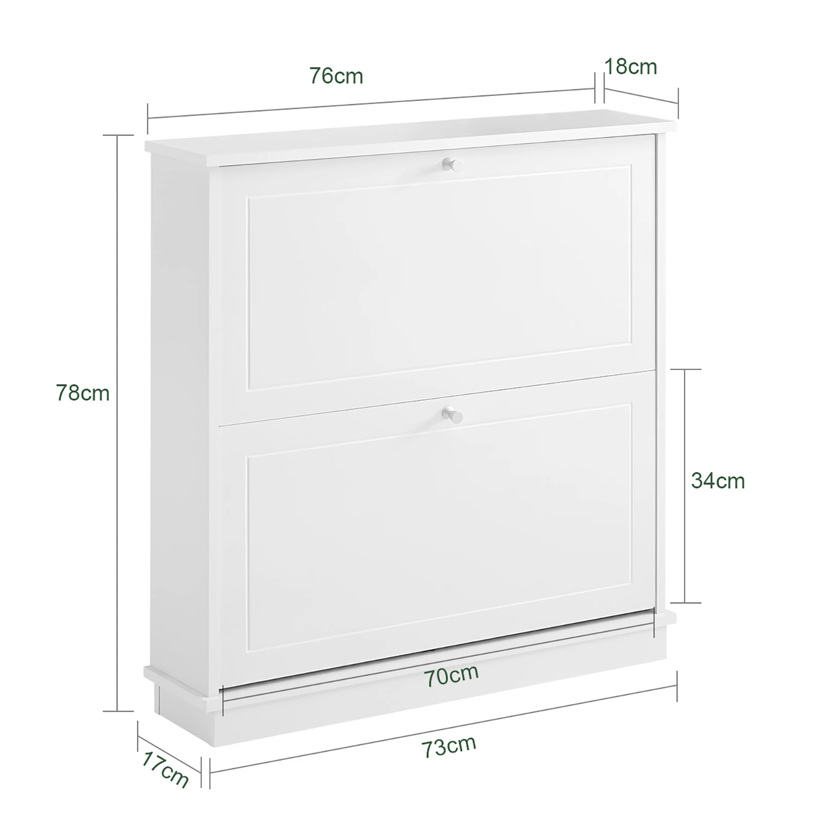 Sobuy Fsr99-W Shoe Flipper with 2 Flaps Shoe Cabinet Narrow Shoe Rack Shoe Chest Shoe Storage
