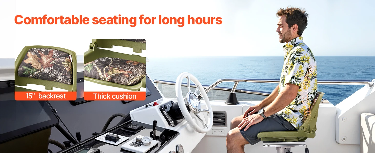 SucceBuy Boat Seat, Low Backrest, Folding Fishing Boat Seat with Thickened Sponge Cushion PP Frame, Flip Up Boat Seat for Yachts
