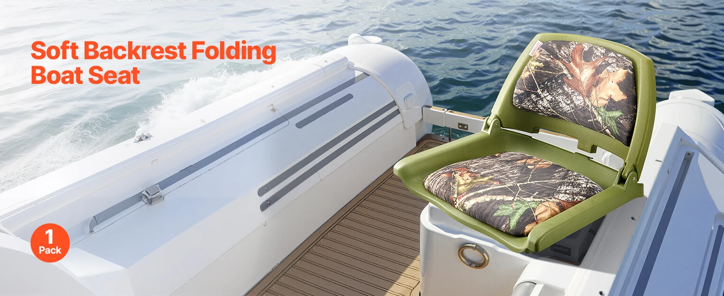 SucceBuy Boat Seat, Low Backrest, Folding Fishing Boat Seat with Thickened Sponge Cushion PP Frame, Flip Up Boat Seat for Yachts