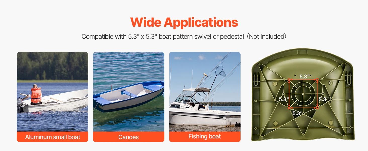 SucceBuy Boat Seat, Low Backrest, Folding Fishing Boat Seat with Thickened Sponge Cushion PP Frame, Flip Up Boat Seat for Yachts