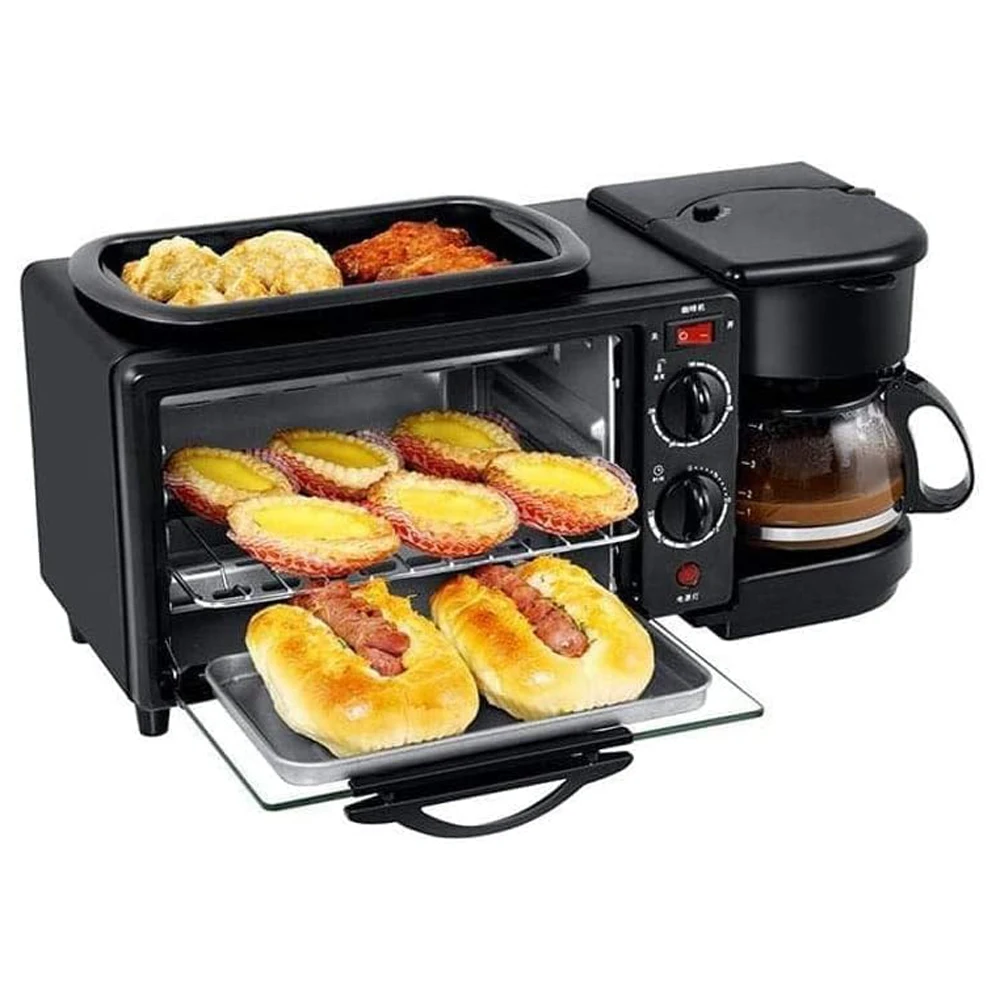 Breakfast Station Multifunctional Toaster Oven Station Coffee Maker for Making Coffee Sandwiches Cake 3 in 1 expediency