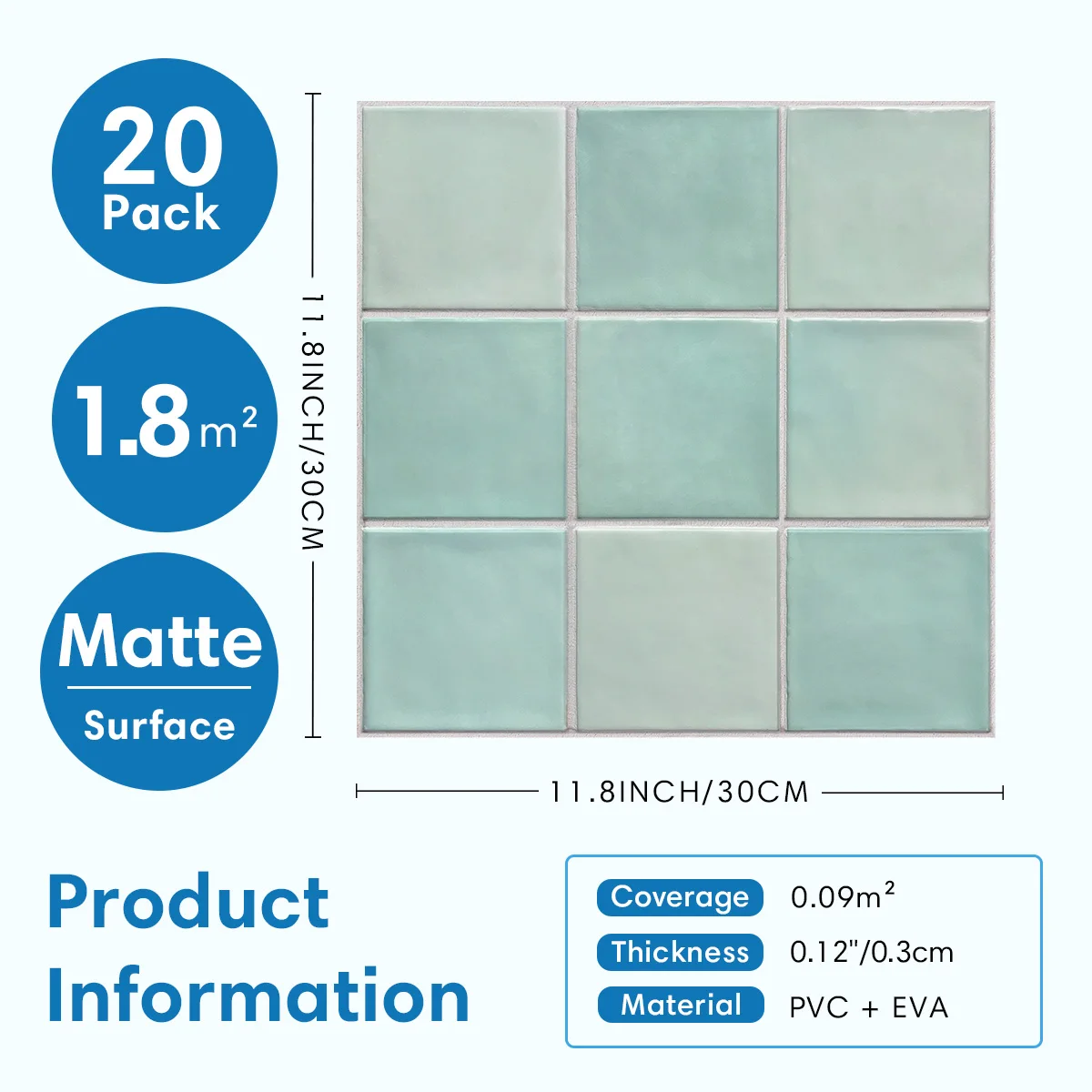 20PCS 3D Matte Wall Panels, 30×30cm – Peel and Stick Tiles for Kitchen, RV, and Bathroom Renovations, Decorative Wall Panels