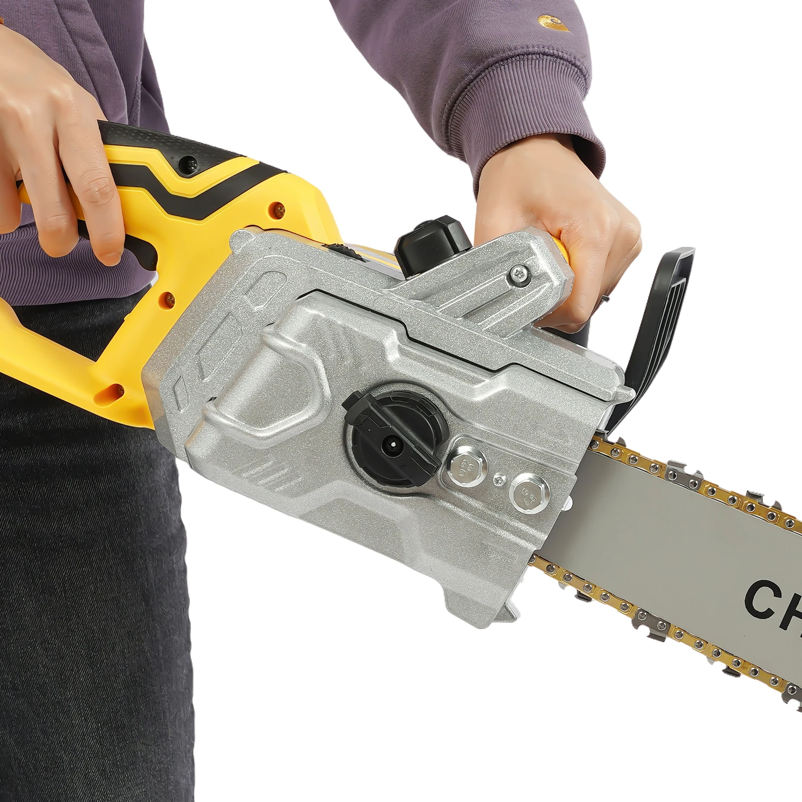2200W Chainsaw 220V Electric Chainsaw with Driving Full Copper Orange 16 Inch Longitudinal Motor 800r/min