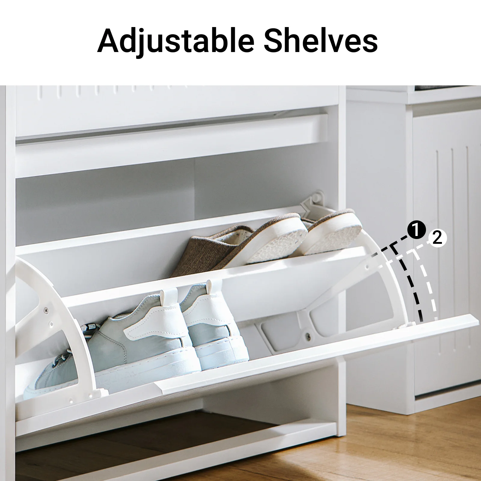 SoBuy FSR165 Shoe dump truck with 2 flaps Shoe shelf Shoe Cabinet narrow shoe rack with 4 shelf surfaces Shoe chest of drawers