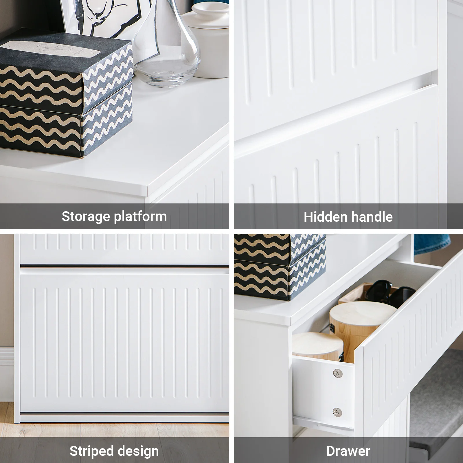 SoBuy FSR165 Shoe dump truck with 2 flaps Shoe shelf Shoe Cabinet narrow shoe rack with 4 shelf surfaces Shoe chest of drawers