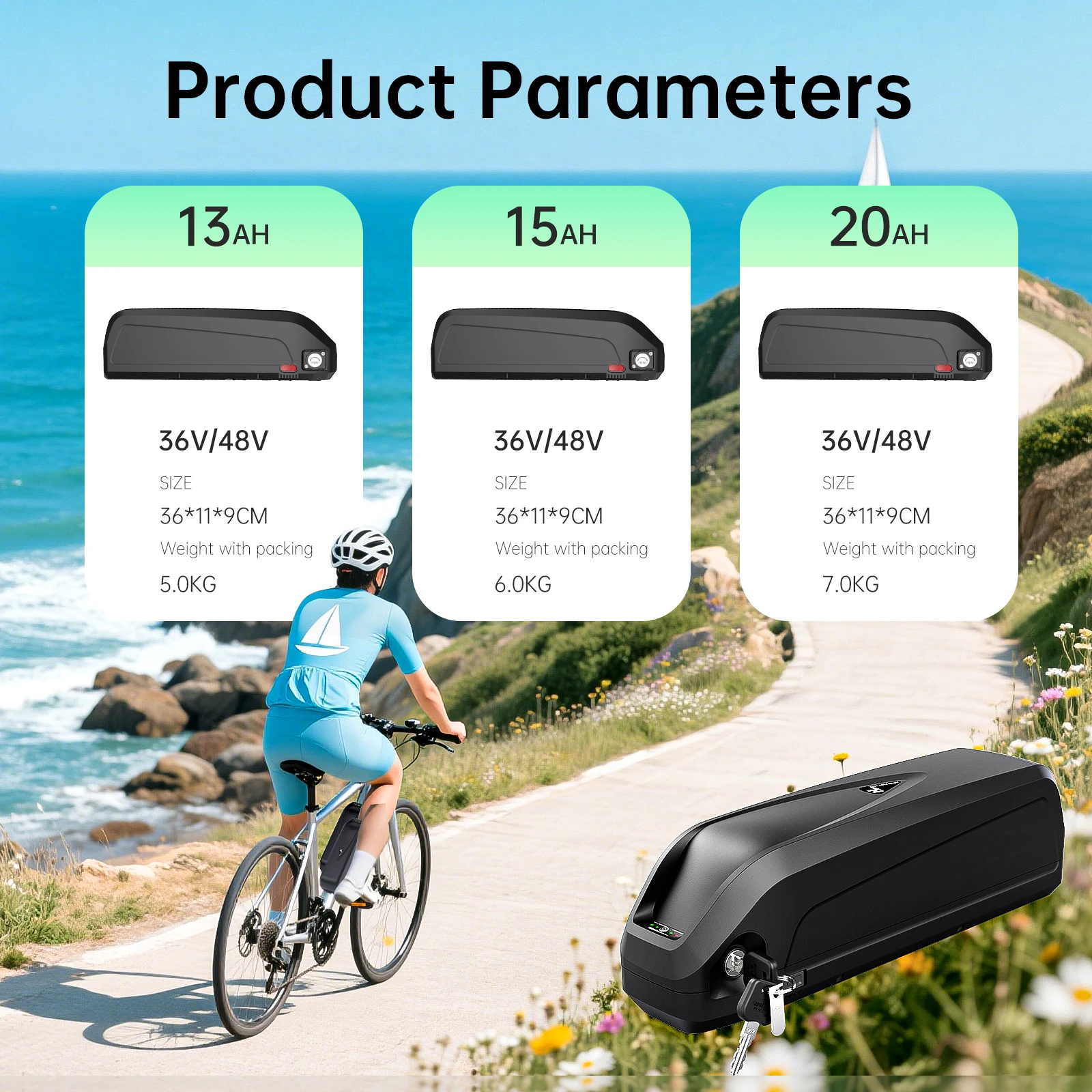 Electric Bike Hailong Li Lithium Battery Pack 18650 21700 Cells 36V 15Ah 48V 18Ah 25Ah Bicycle Motor Battery for 250-1500W Kit