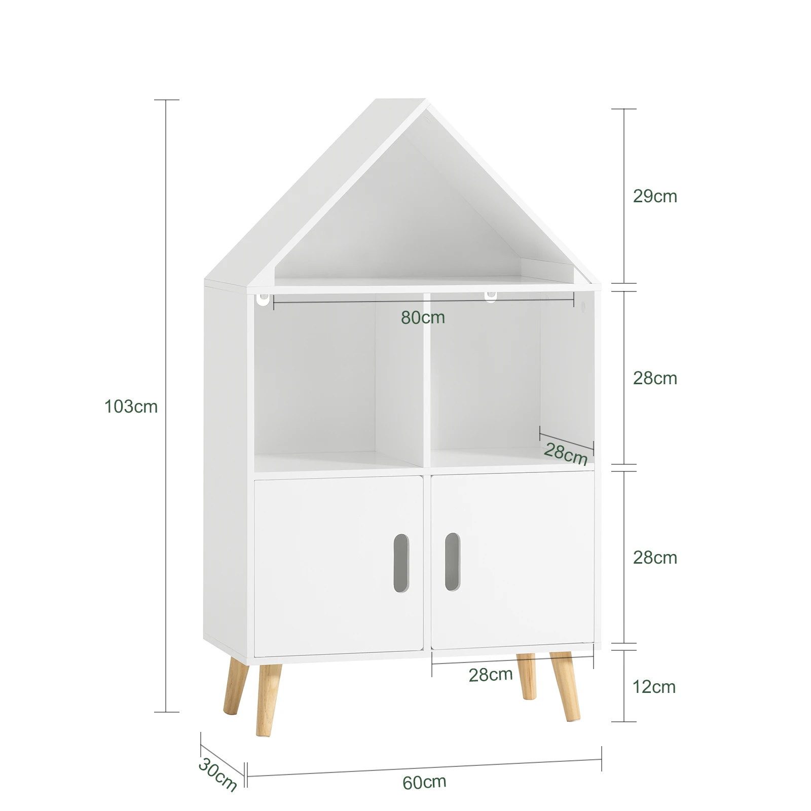 Sobuy Kmb58-W Kids Shelf with House Design Bookcase for Children Storage Shelf Toy Shelf Furniture