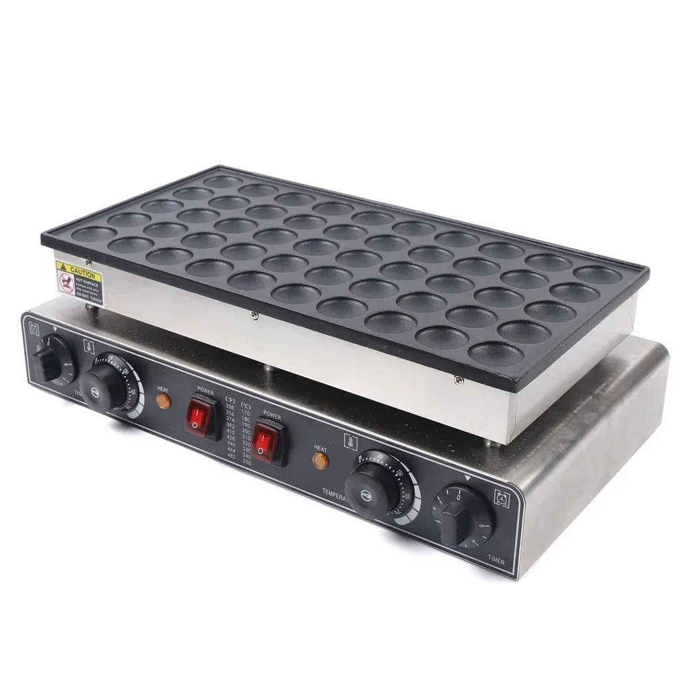 Cast Aluminum Dutch Pancake Maker, 50-Hole 850W×2 Heating, 50-300℃ Temperature Control Non-stick Mini Waffle Baker for Home Shop