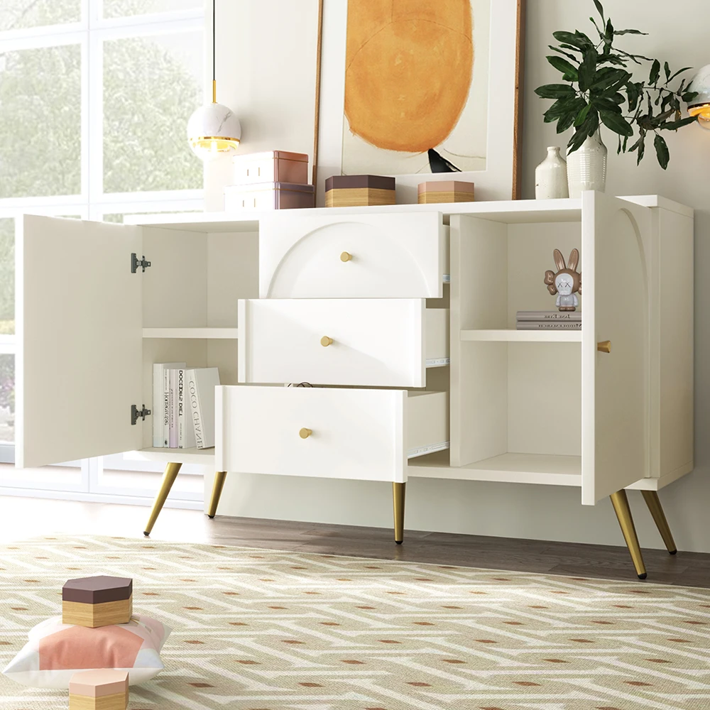 KOMHTOM chest of drawers with 2 doors and 3 drawers, white door chest of drawers with push box, adjustable shelf for living room and sleeping Zim