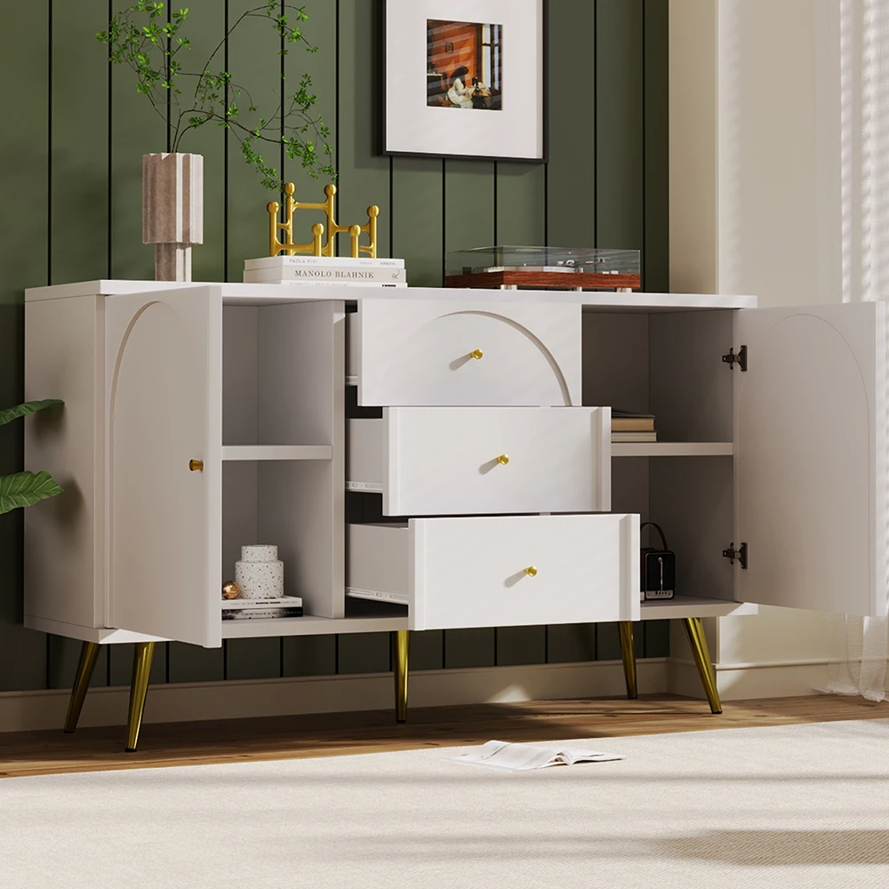 KOMHTOM chest of drawers with 2 doors and 3 drawers, white door chest of drawers with push box, adjustable shelf for living room and sleeping Zim