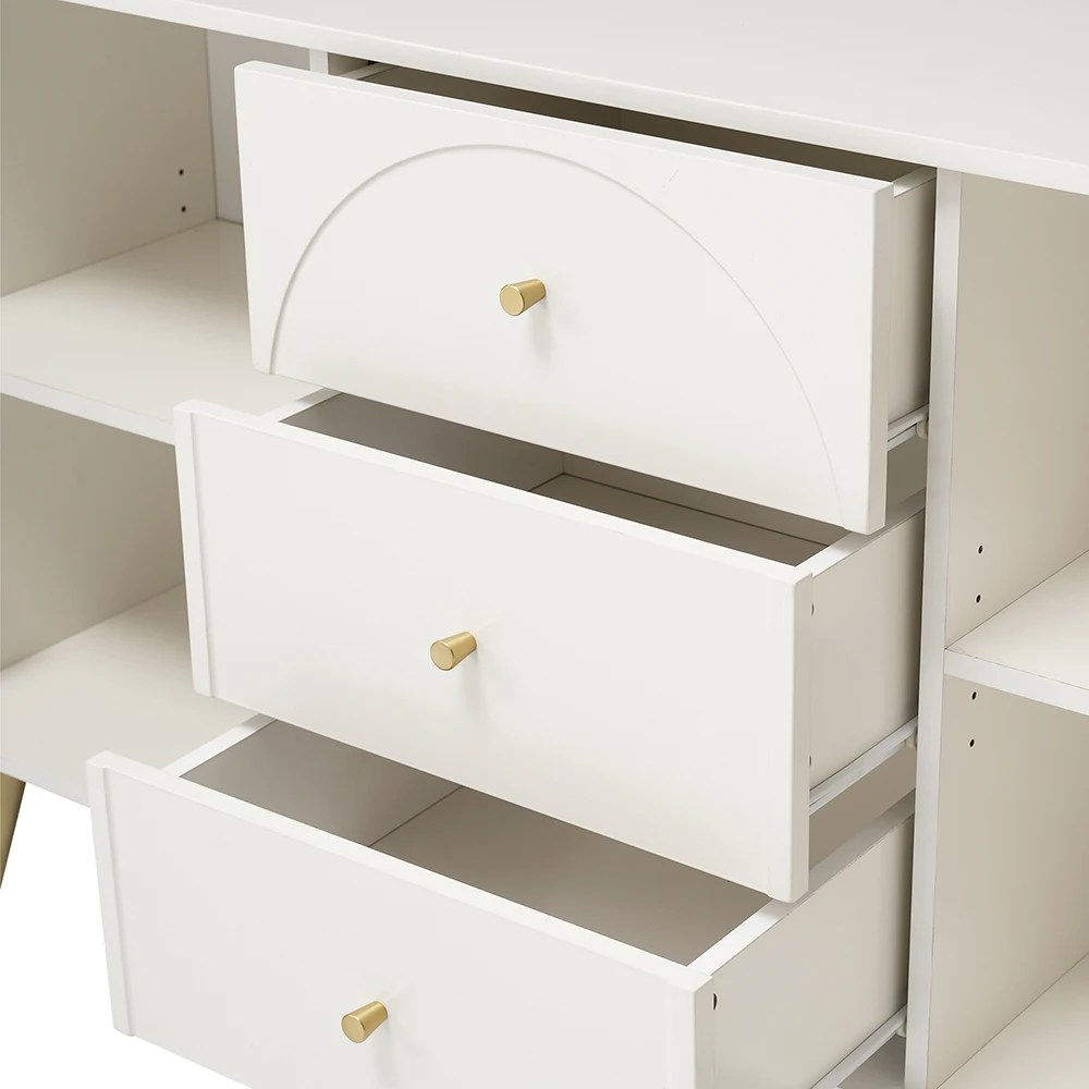 KOMHTOM chest of drawers with 2 doors and 3 drawers, white door chest of drawers with push box, adjustable shelf for living room and sleeping Zim