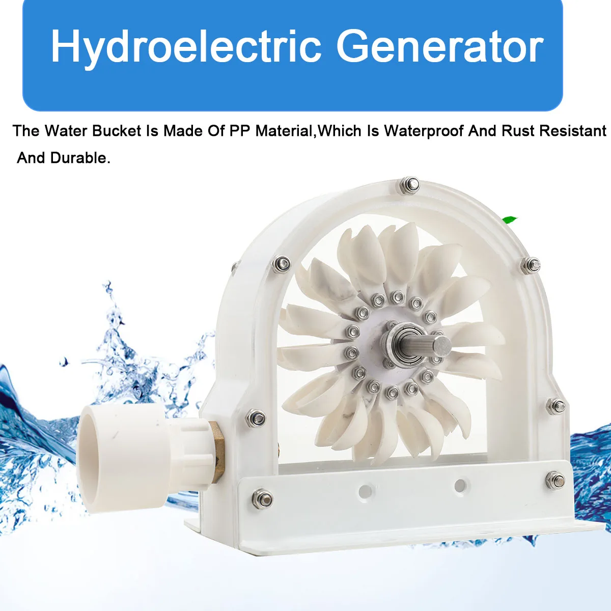 Pelton Water Power Generator 100–300 W 500–4000 RPM Wheel Impulse Pelton Turbine with Adapter to DIY Hydroelectric Generator