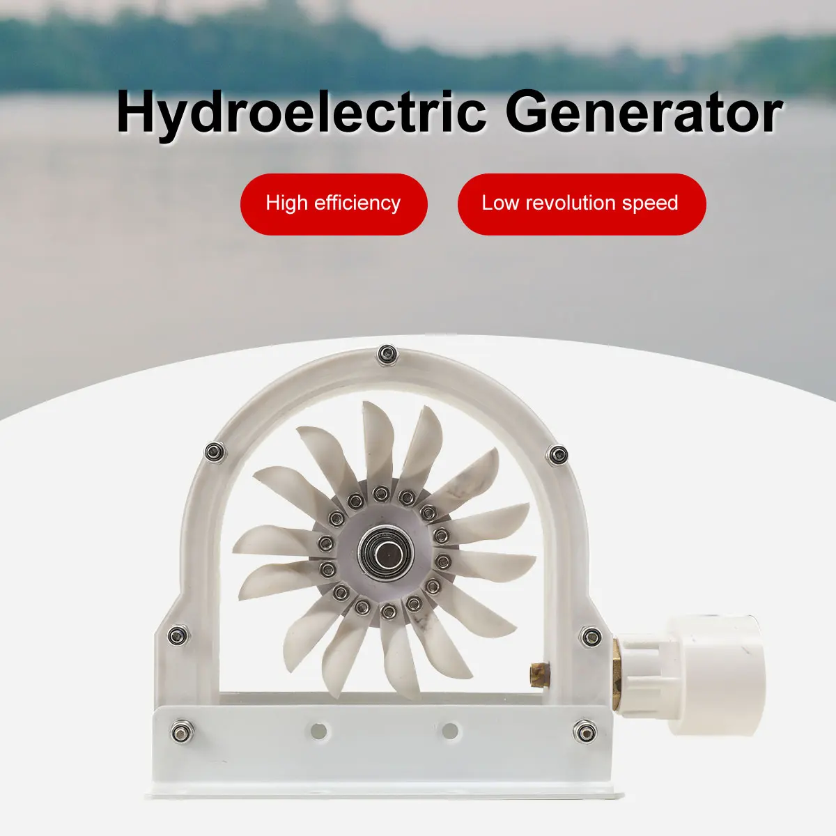 Pelton Water Power Generator 100–300 W 500–4000 RPM Wheel Impulse Pelton Turbine with Adapter to DIY Hydroelectric Generator