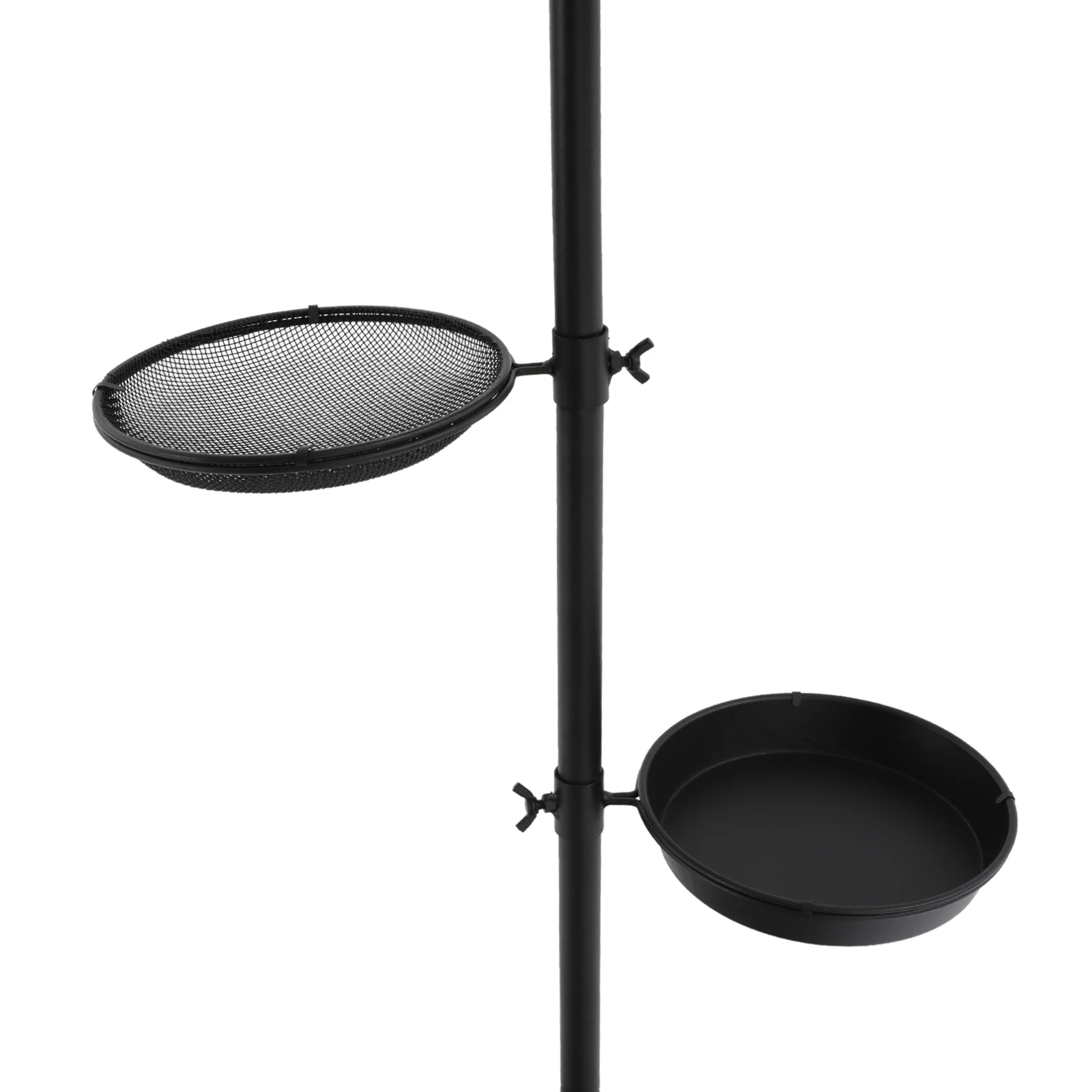 Bird Feeder Pole with 4 Hooks 2 Tray Birdhouse Pole Adjustable Height Outdoor Bird Feeder Pole with Squirrel Proof Baffle for Ga