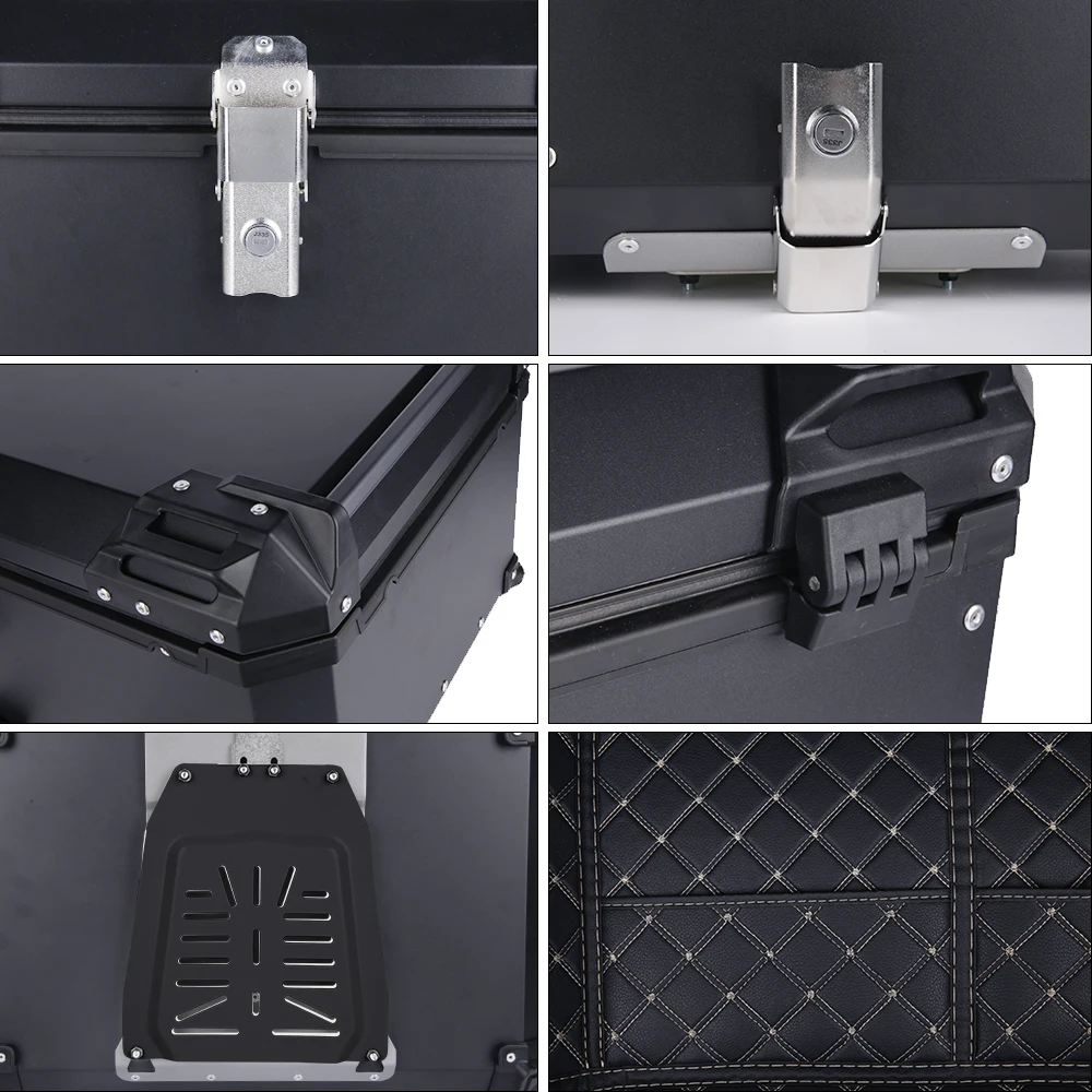 65L Aluminum Motorcycle Trunk Box Waterproof Top Box Tail Box Trunk Universal Motorbike Storage Case Tail Box Luggage