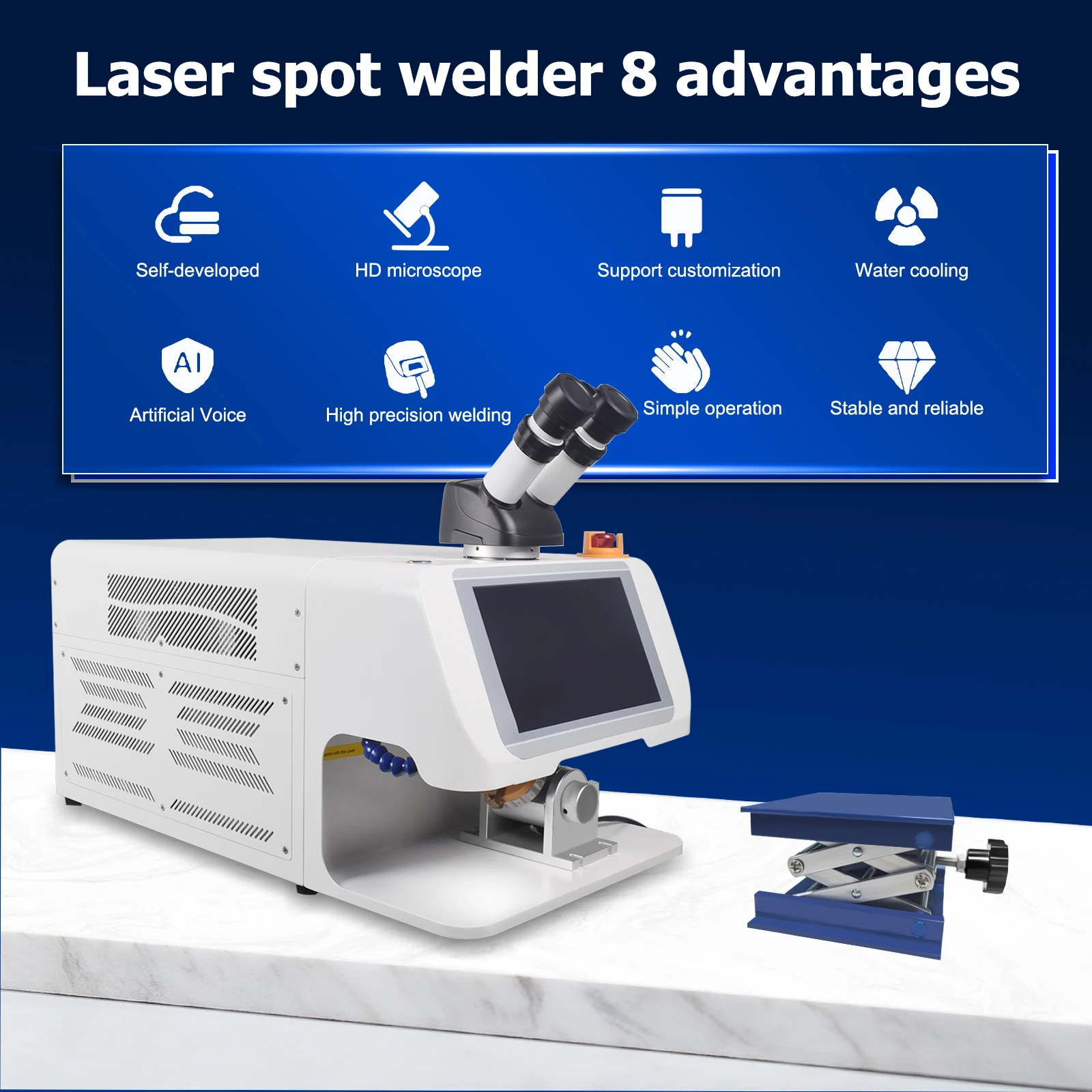 200W Water-cooled Laser Spot Welder Visual Operation High-precision Seamless Welding Suitable for Small Object Jewellery Welding