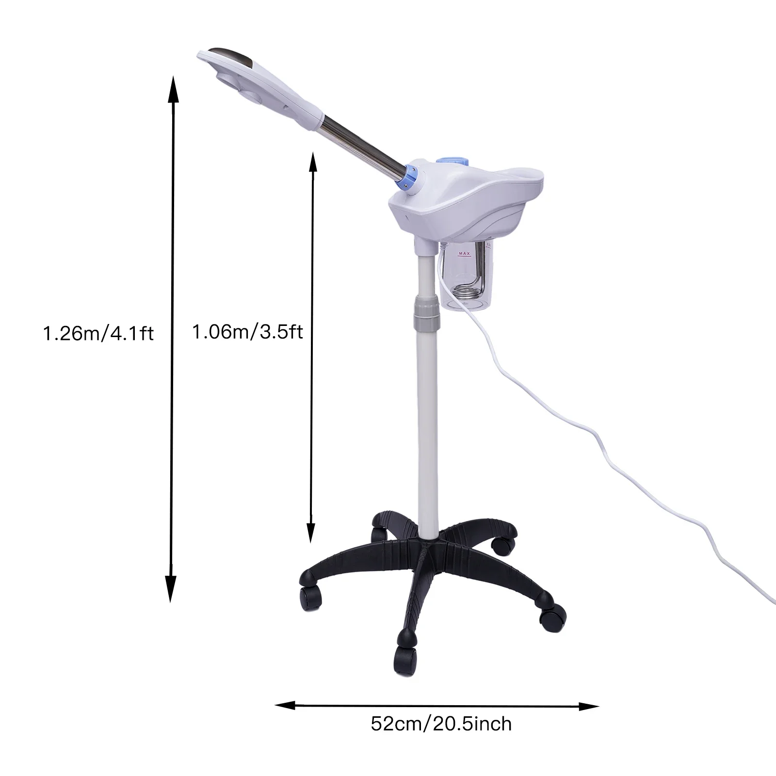 Facial Steamer on Wheels for Professional Skin Rejuvenation for Home, Spa, Clinic Ozone Face Humidifier Pore Opener