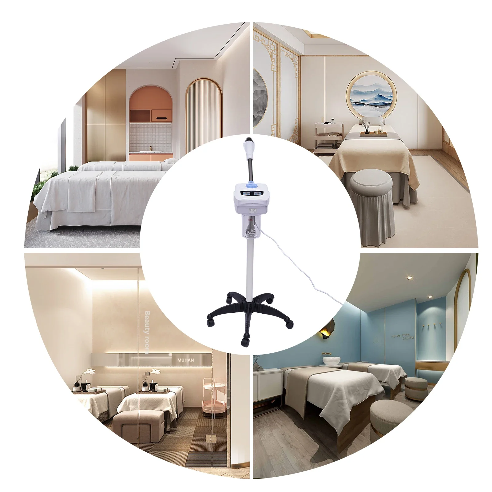 Facial Steamer on Wheels for Professional Skin Rejuvenation for Home, Spa, Clinic Ozone Face Humidifier Pore Opener