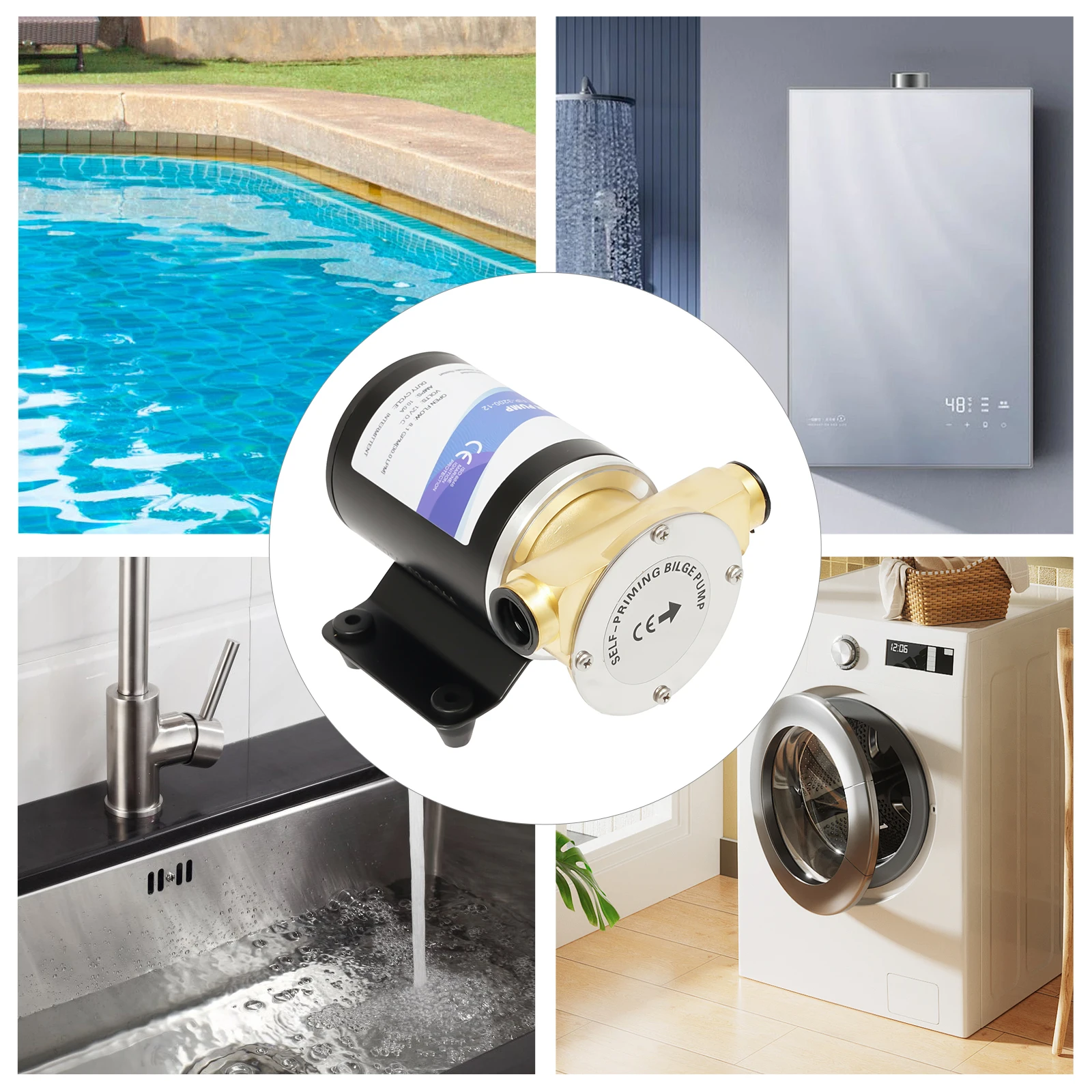 Electric Water Pump 30L/min DC 12V 10A 120W Water Pump for Agricultural Irrigation Draining Ponds