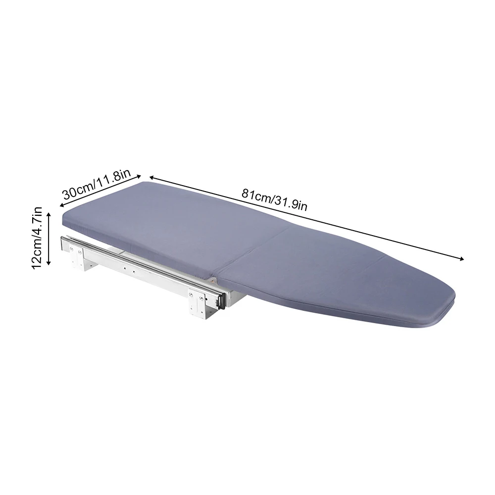 180° Extendable ,Folding Table Ironing Board, Medium Size, Cabinet Drawer in Cupboard, Storage, Removable Fabric Cover, Grey