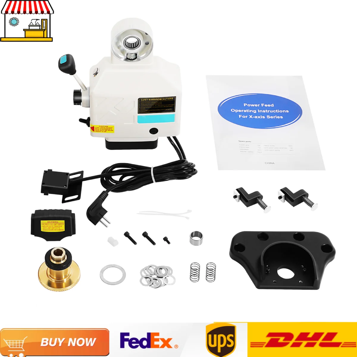 X-Axis Power Feed for Milling Machine| 220V 450in.lb Drive Feed Kit for Milling| Speed Adjustable, Portable and Easy to Install