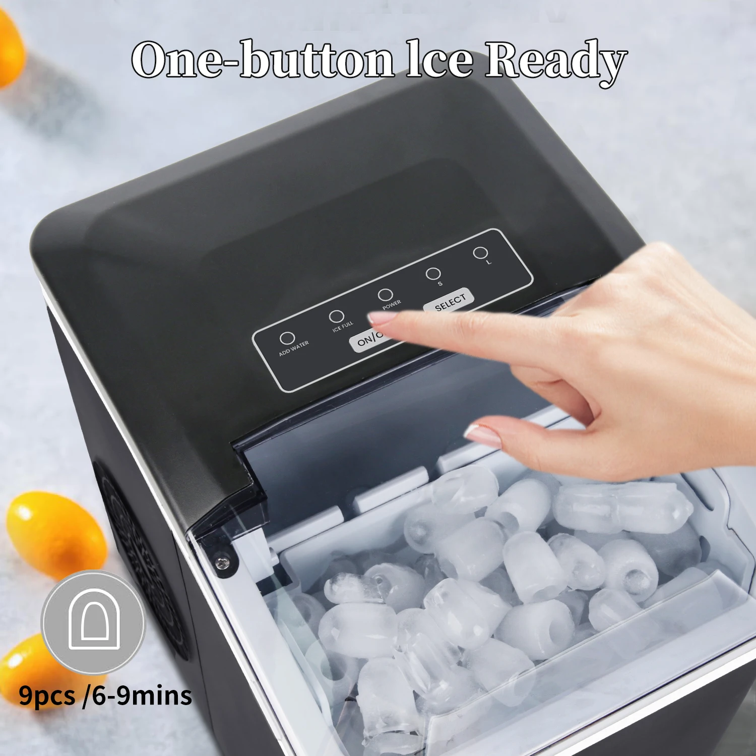 Portable Ice Maker Machine 12KG/24H Fast Ice Making in 6Min with Self-Cleaning LED Automatic Mini Electric Bullet Ice Cube Maker