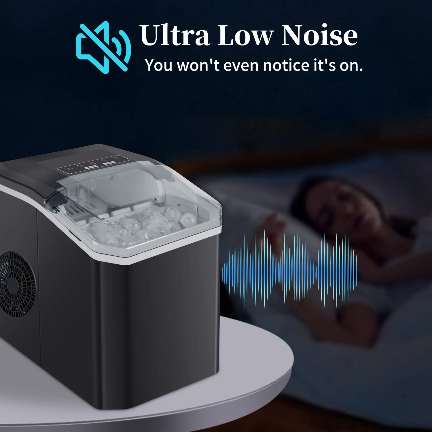 Portable Ice Maker Machine 12KG/24H Fast Ice Making in 6Min with Self-Cleaning LED Automatic Mini Electric Bullet Ice Cube Maker
