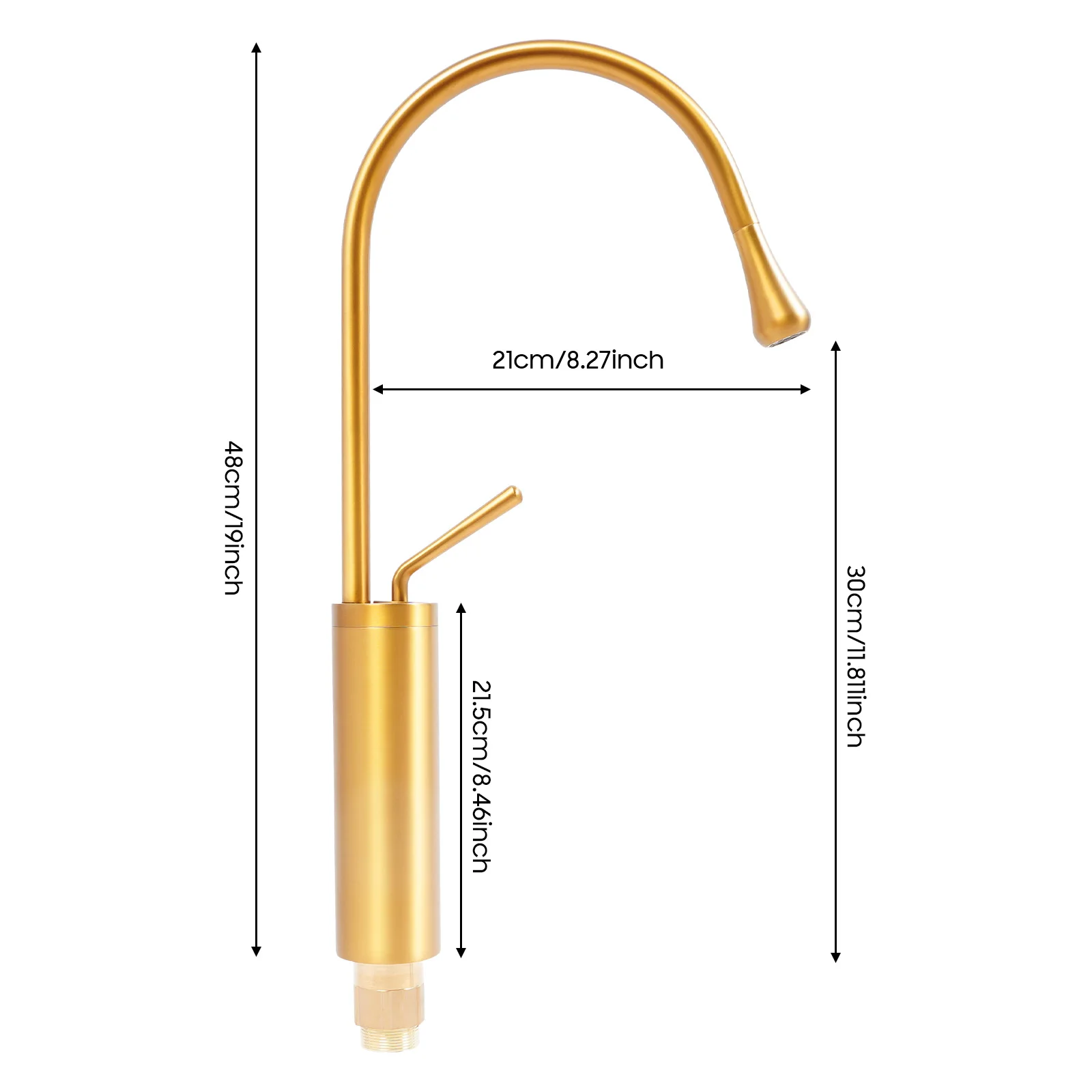 360 Degree Swivel Brass Gold Water Faucet Deck Mount, Modern Rotatable Bathroom Faucet with 2* Water Hoses