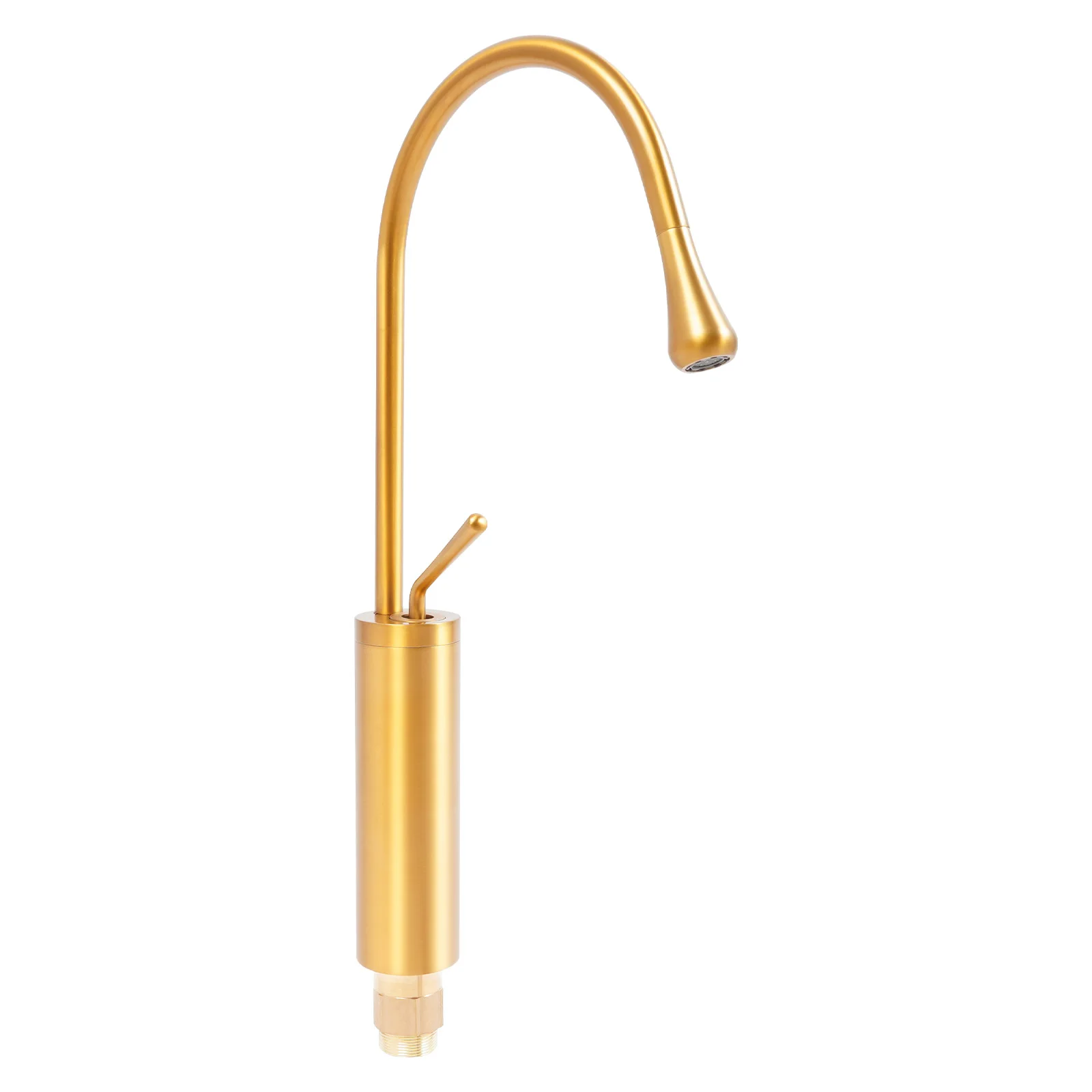 360 Degree Swivel Brass Gold Water Faucet Deck Mount, Modern Rotatable Bathroom Faucet with 2* Water Hoses