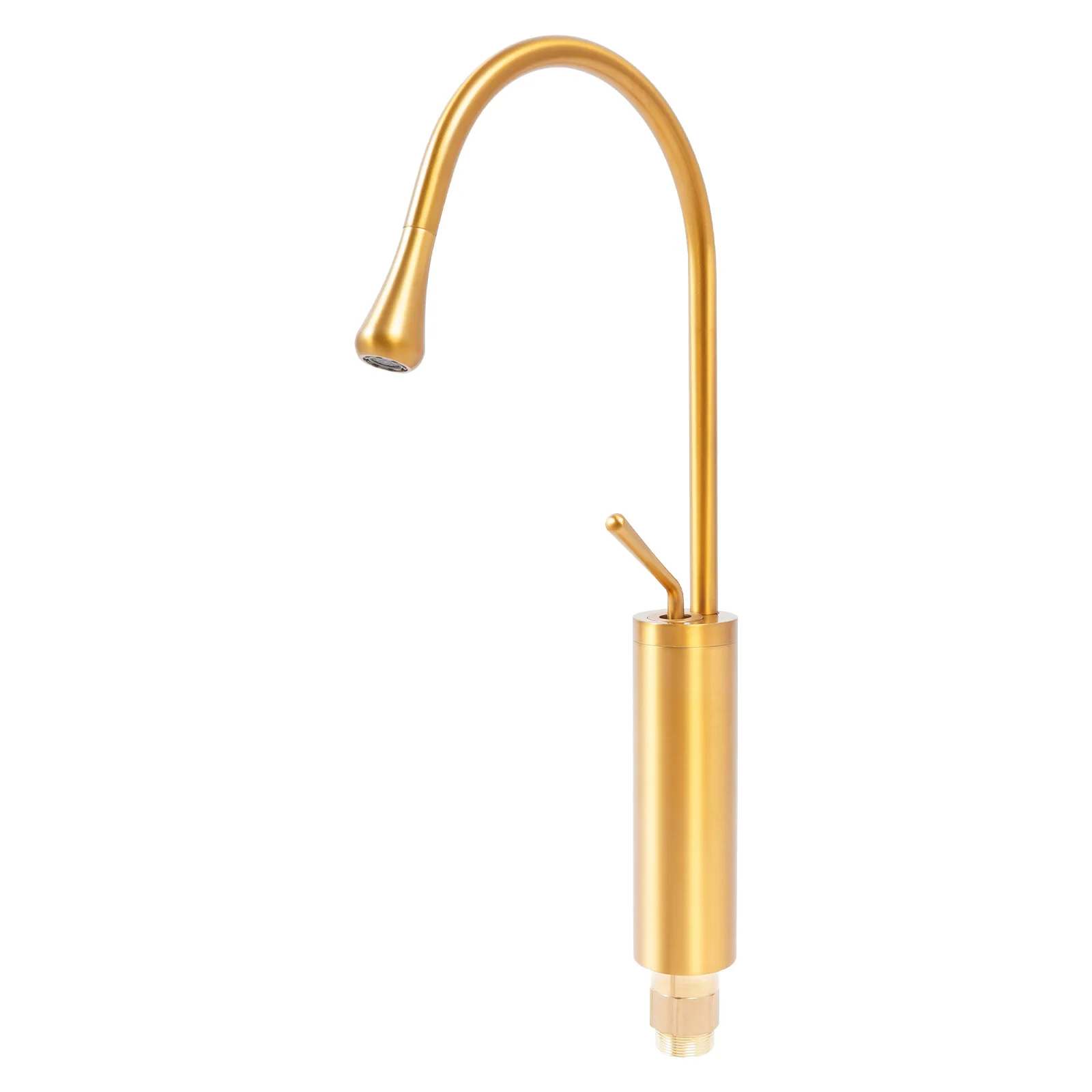 360 Degree Swivel Brass Gold Water Faucet Deck Mount, Modern Rotatable Bathroom Faucet with 2* Water Hoses