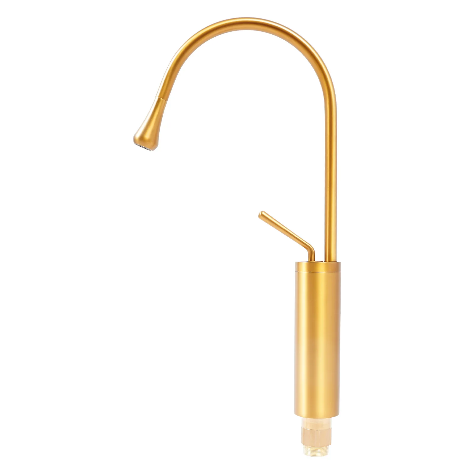 360 Degree Swivel Brass Gold Water Faucet Deck Mount, Modern Rotatable Bathroom Faucet with 2* Water Hoses