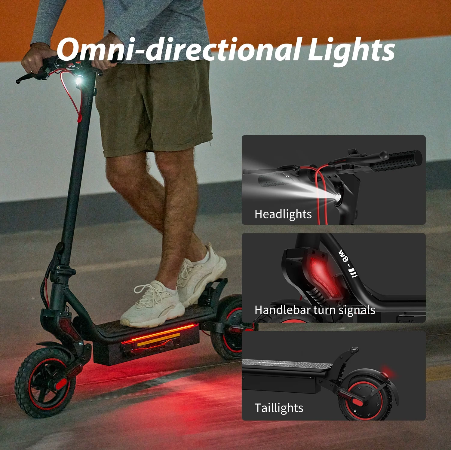 W8 Electric Scooter 9.3 inch 48V14Ah Dual Suspension 30-40km Range Electric Scooters Off Road Tires With APP E Scooters