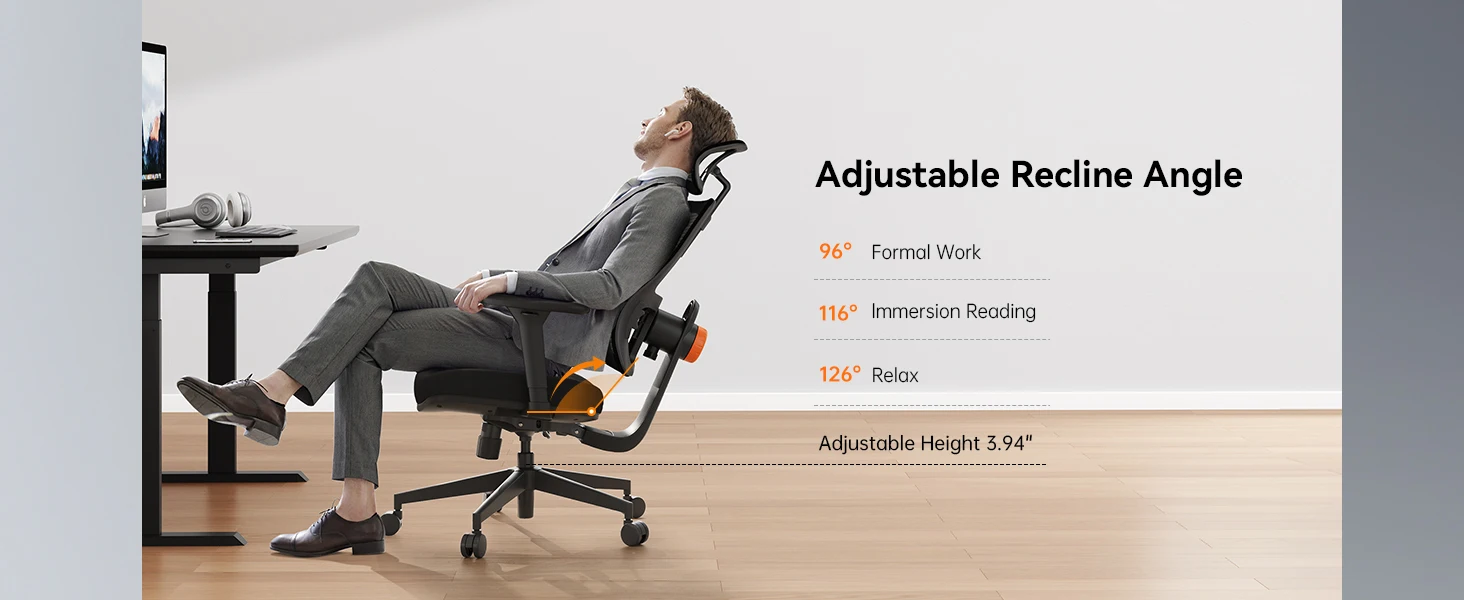 NEWTRAL MAGICH003 Ergonomic Office Chair, Auto-Following Backrest, Adaptive Lower Lumbar Support, Adjustable Headrest Seat Depth