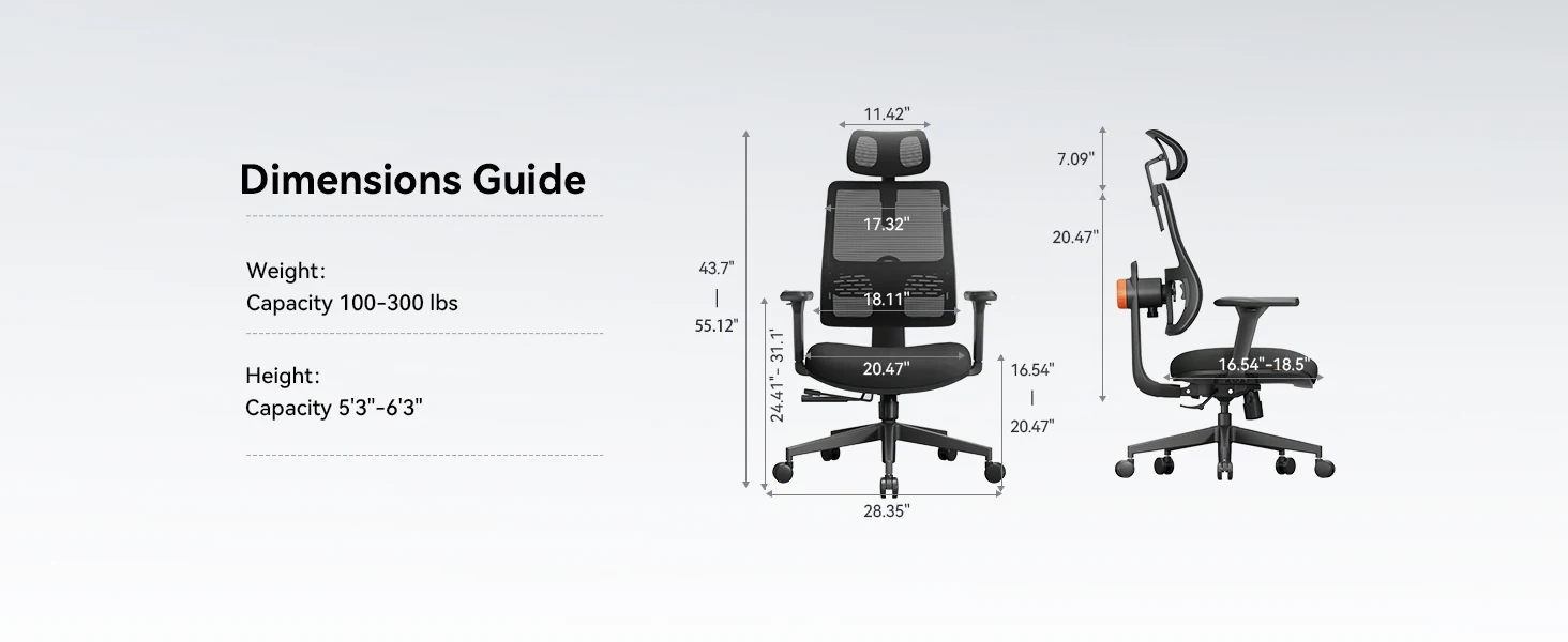 NEWTRAL MAGICH003 Ergonomic Office Chair, Auto-Following Backrest, Adaptive Lower Lumbar Support, Adjustable Headrest Seat Depth