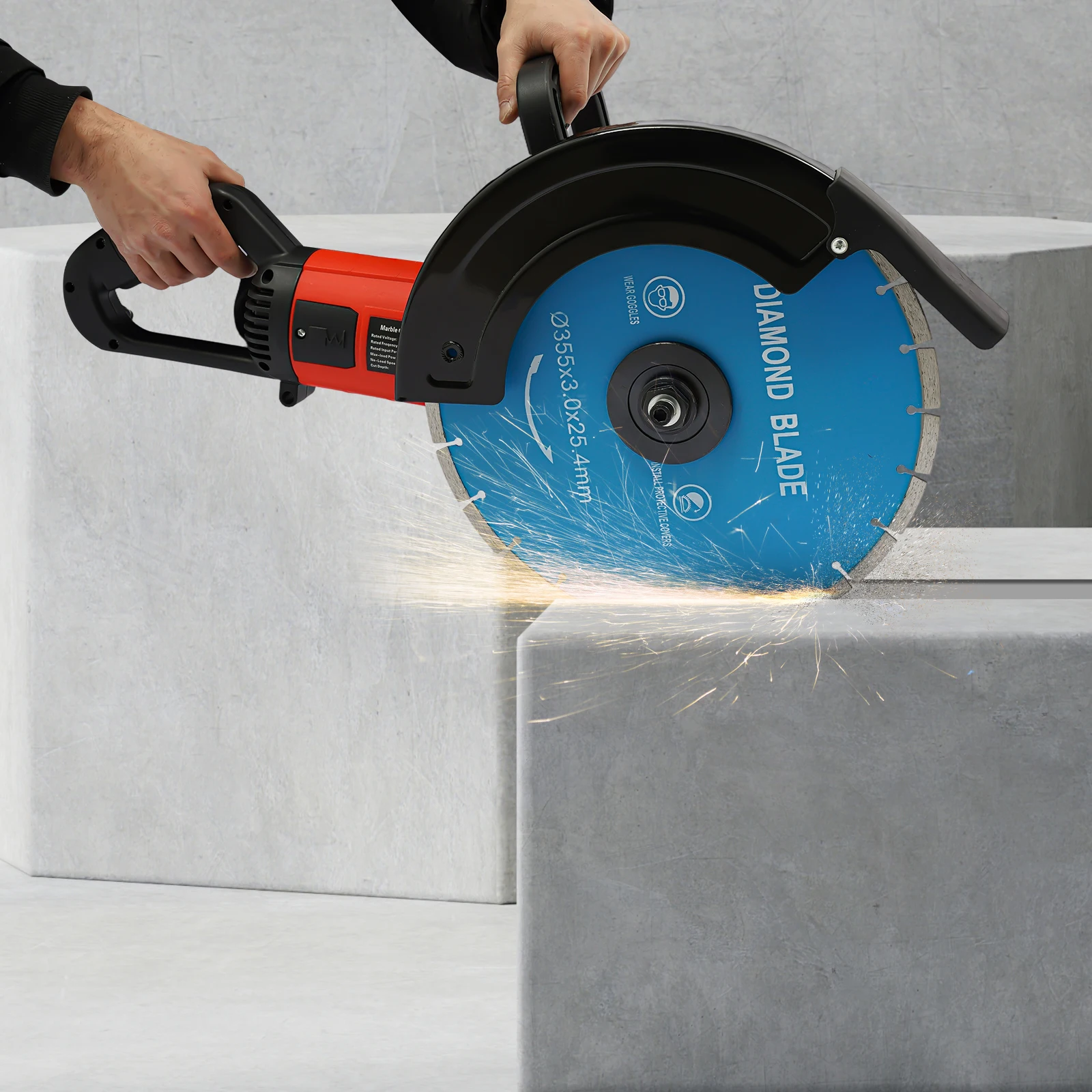 Electric Wall Slotting Machine| 3500W Dust-free Concrete/Marble/Red Brick Cutter w/ 9.5ft Cord| Circular Saw Cutting Tool