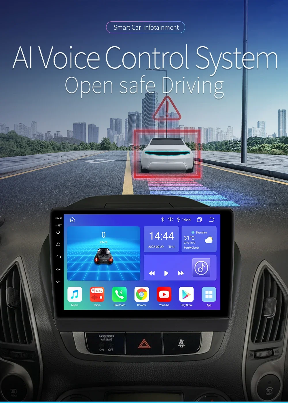 10.1" Hizpo 2Din Androird13 Car Radio for Hyundai Tucson 2 IX35 2011 - 2017 Auto CarPlay UI7862 Multimedia GPS DSP RDS 360CAM