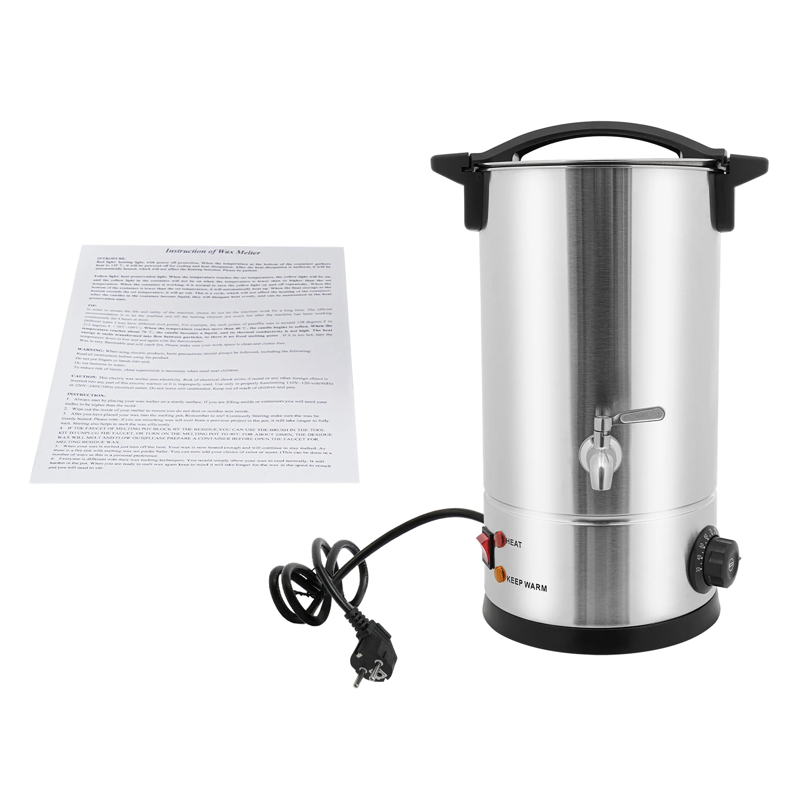 10L Wax Melter,1800W Electric Wax Melting Oven Stainless Steel Candle Wax Melter, Large Capacity DIY Candle Making Kit, 30-110°C