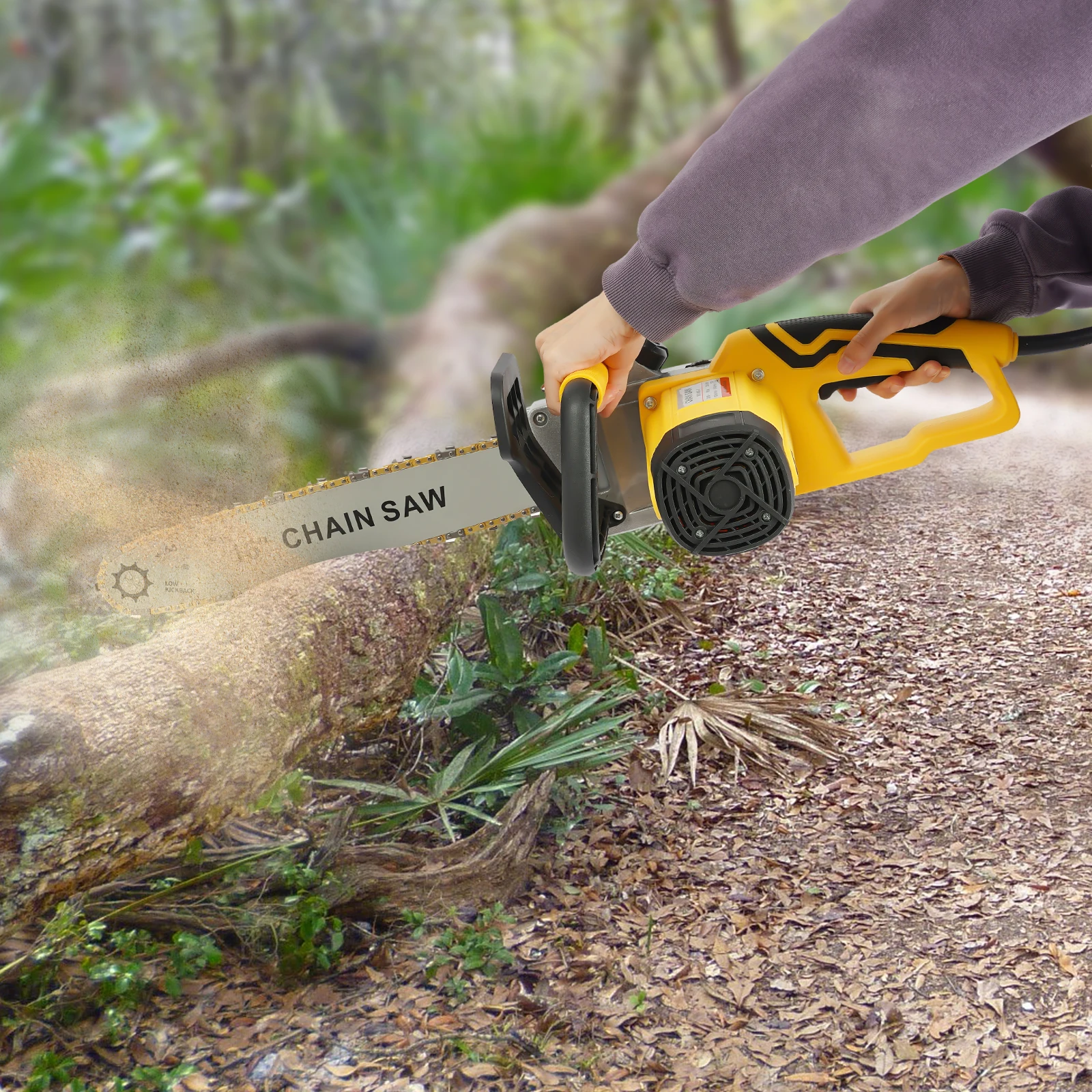 2000W 16Inch Chainsaw 405-7 All Copper Yellow, Powerful & Efficient Adjustable Chain Tension for Cutting Different Kind Wood