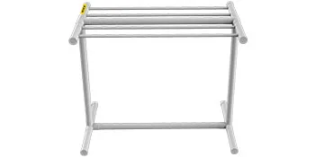SucceBuy Pool Towel Rack 8 Bar Freestanding Outdoor PVC Triangular Poolside Storage Organizer Include 8 Towel Clips Mesh Bag