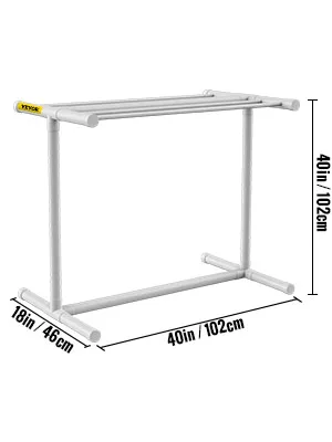 SucceBuy Pool Towel Rack 8 Bar Freestanding Outdoor PVC Triangular Poolside Storage Organizer Include 8 Towel Clips Mesh Bag