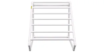 SucceBuy Pool Towel Rack 8 Bar Freestanding Outdoor PVC Triangular Poolside Storage Organizer Include 8 Towel Clips Mesh Bag