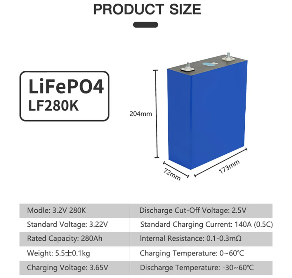 Tewaycell EU STOCK 3.2V 280Ah Lifepo4 Rechargeable Battery 280K 12V 24V 48V Grade A Lithium Iron Phospha DIY Solar EU NO TAX