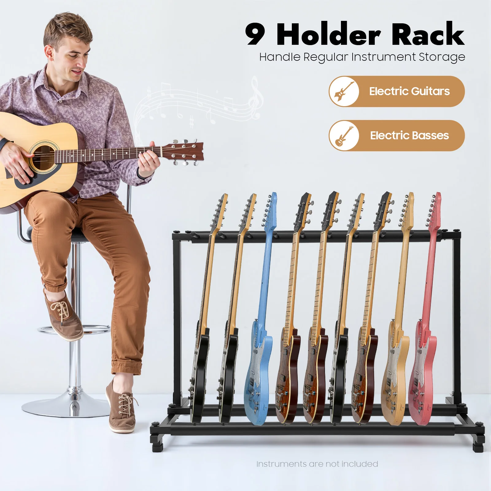 9 Guitar Stands Black Iron Foldable Portable Multiple Guitars Multiple Electric Guitar Stands