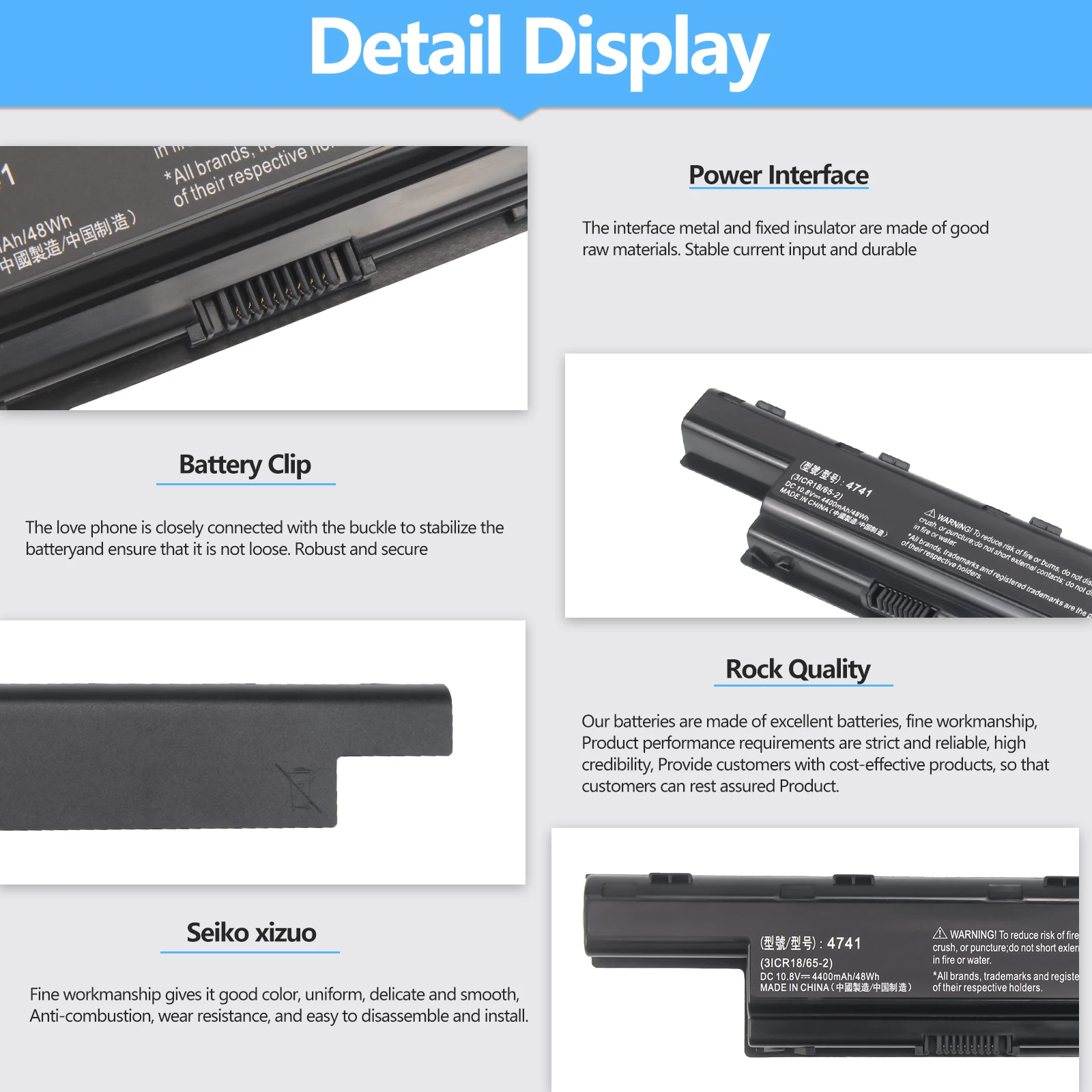 Oyomba AS10D31 AS10D51 Battery for Acer 4738 4741 5251 5253 5551 5552 5560 5733 5742 5750 7551 7560 7741 7750 E1-531 E1-571