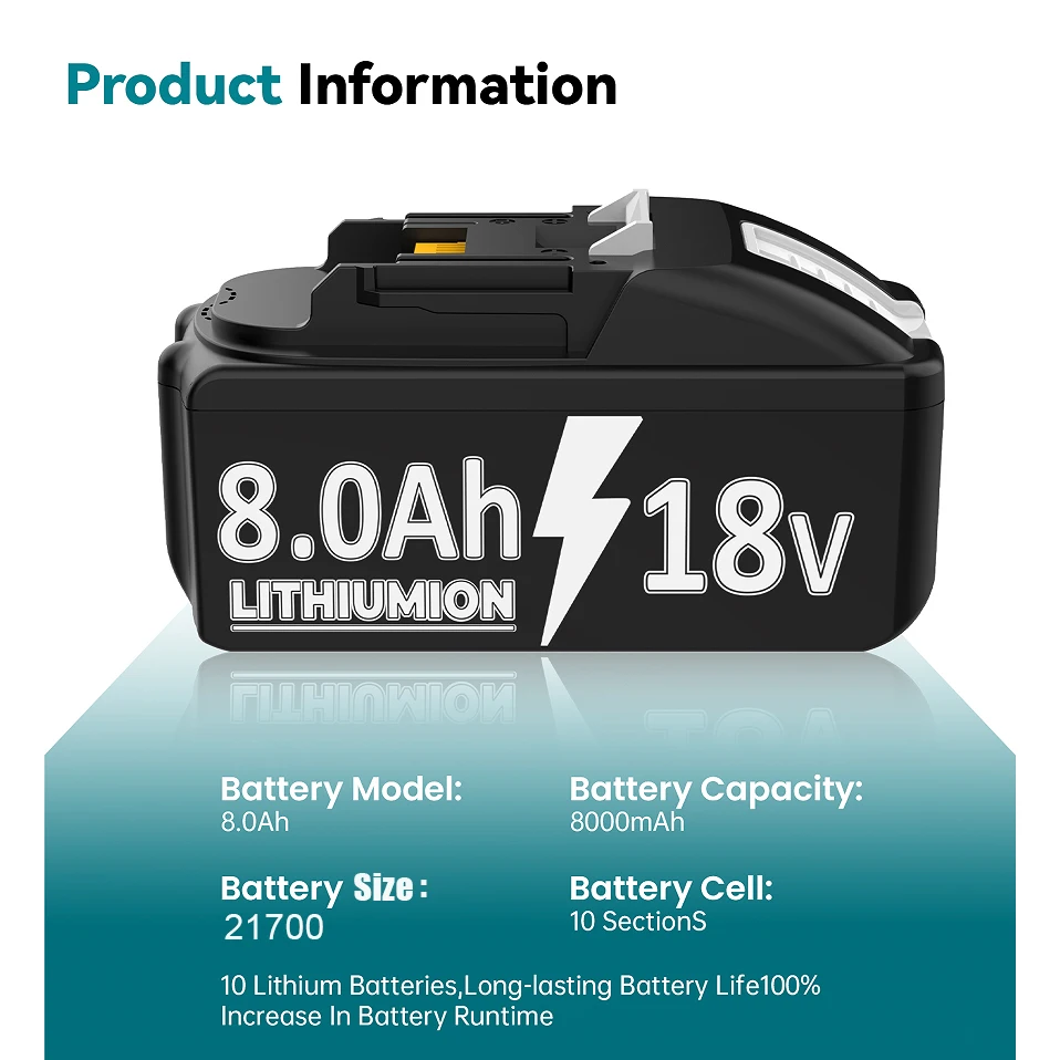 For Makita 18V Battery 7ah 8ah Lithium Battery Compatible For Makita BL1830 BL150B BL1860B Battery Hammer Drill Power Tools
