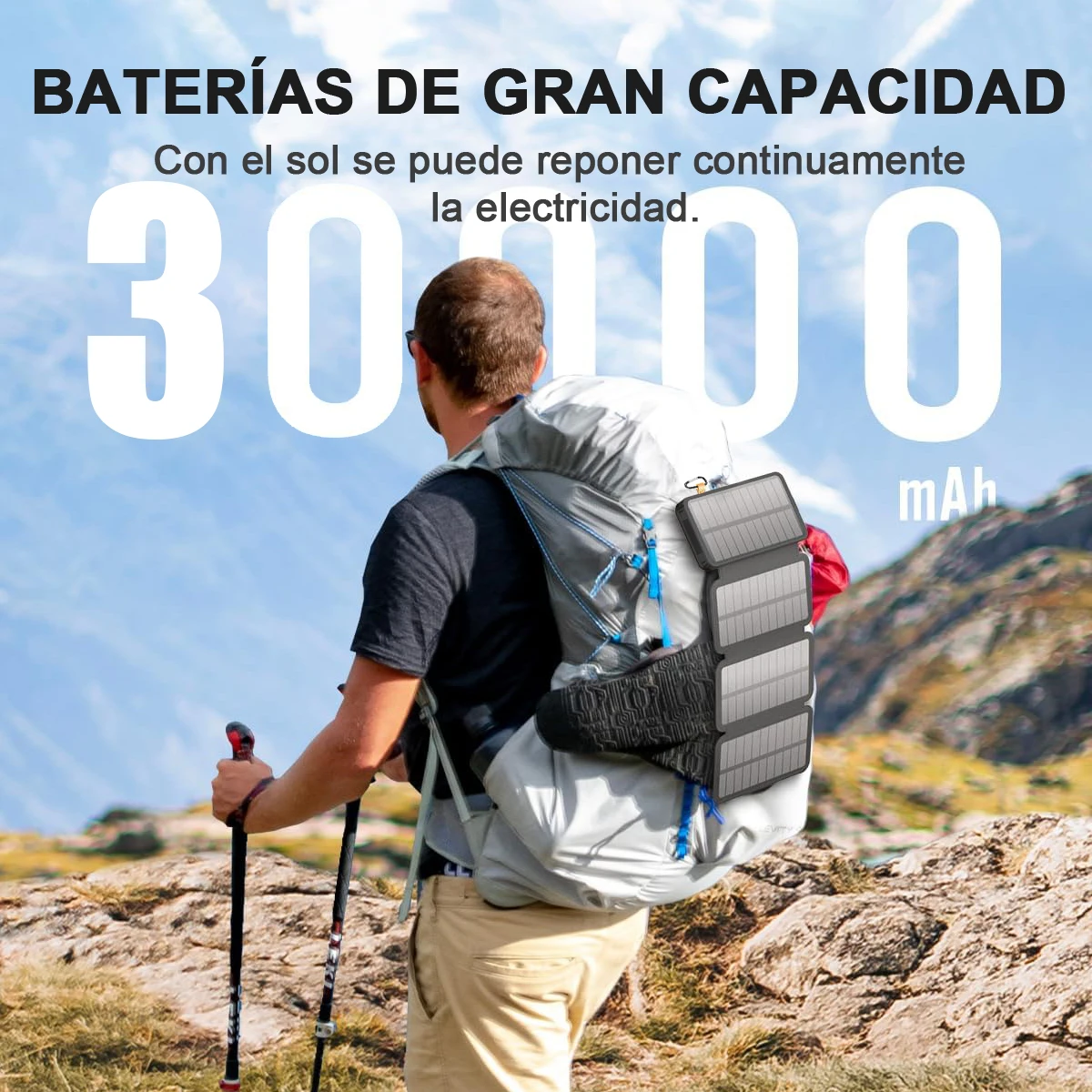 Waterproof Solar Power Bank with Folding Solar Panels, 5V 2A USB Output, Portable Outdoor Camping Sun Power for Phones, Real Cap